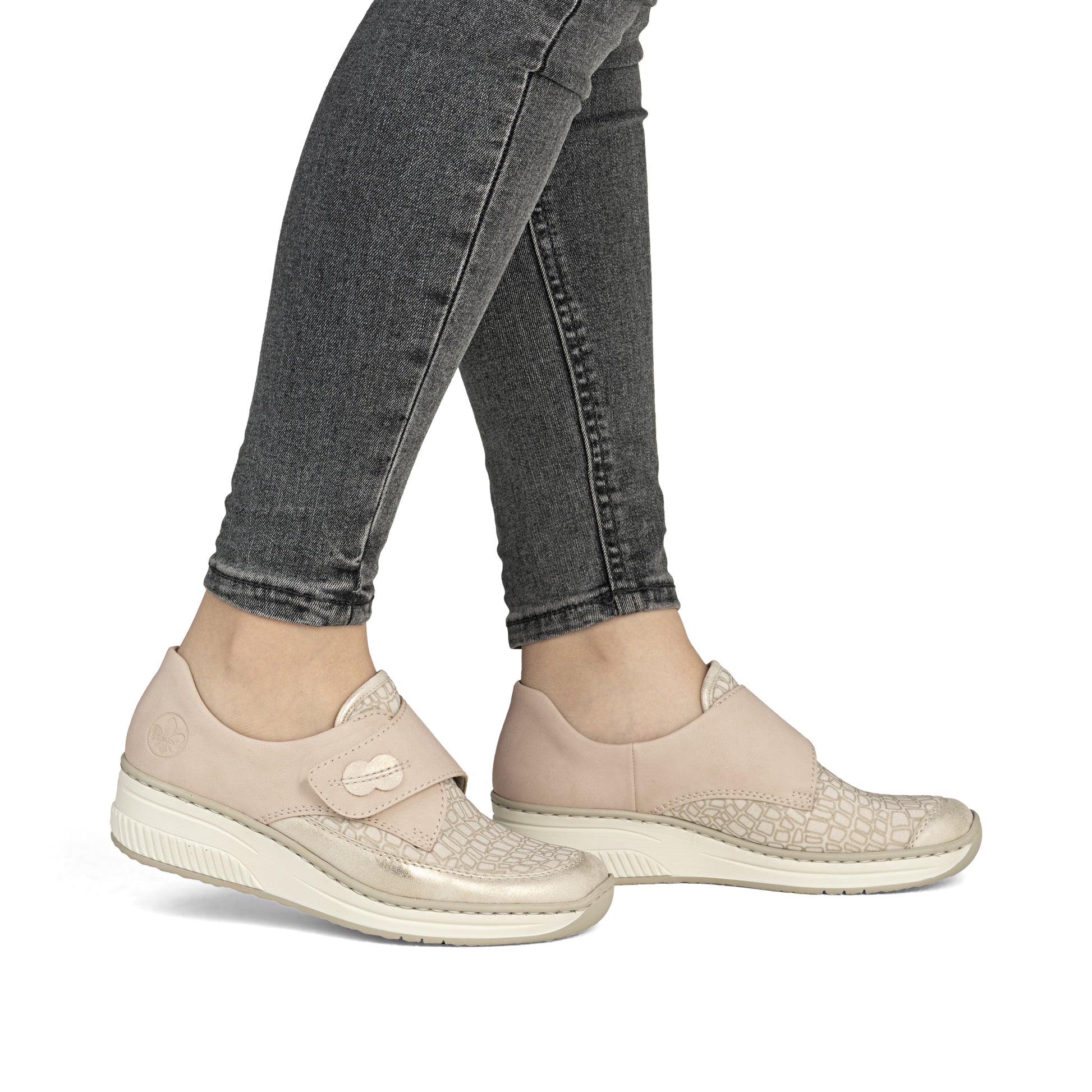 Beige Hook & Loop Shoes for Women | Rieker 487C0-60