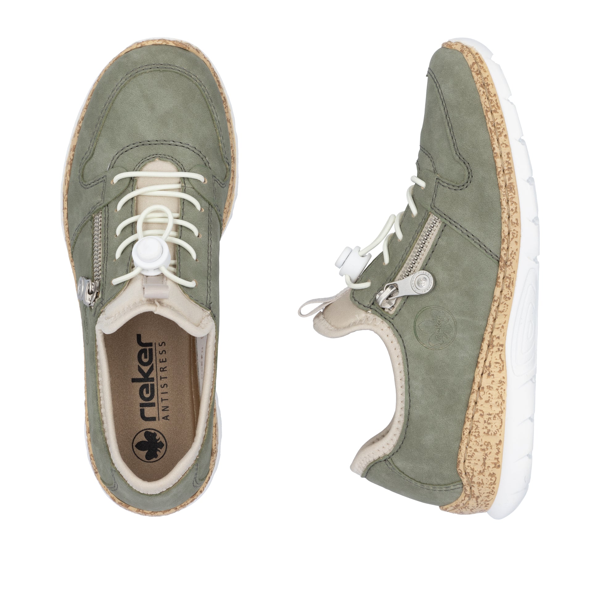 Green Elasticated Shoes for Women | Rieker N42G0-52