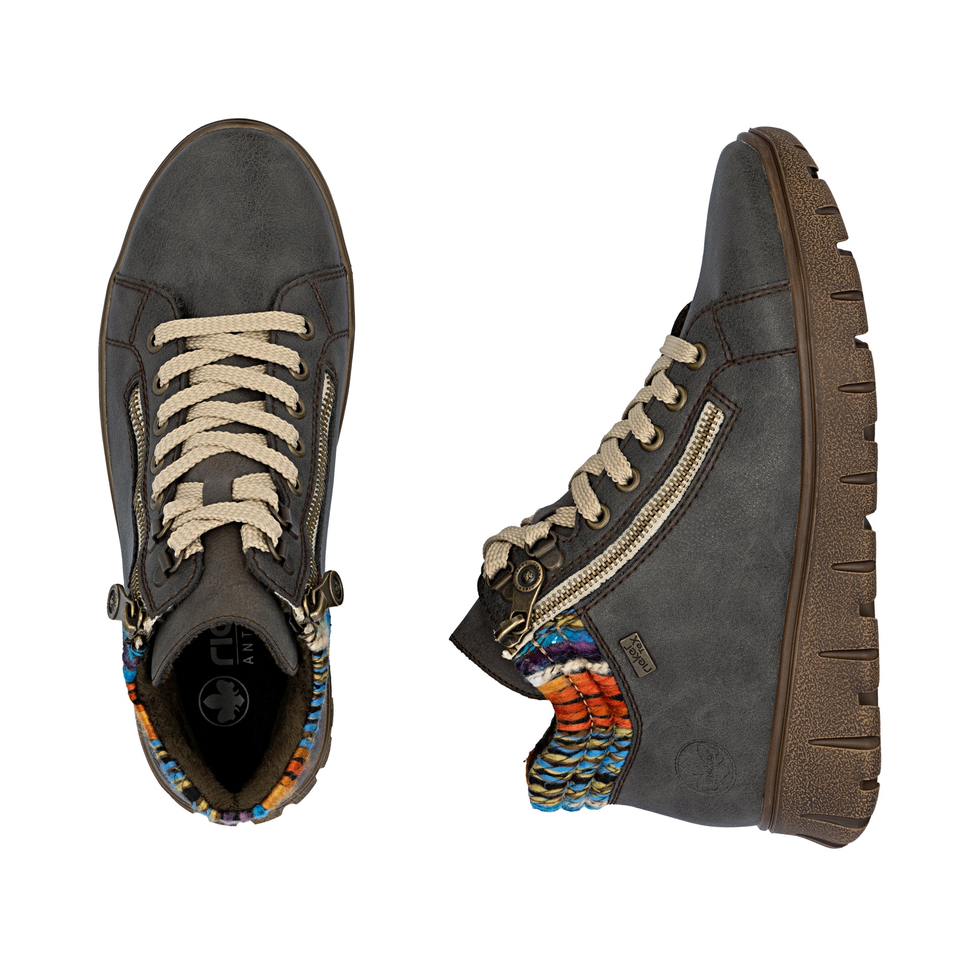 Grey Zip Boots for Women | Rieker N1305-45