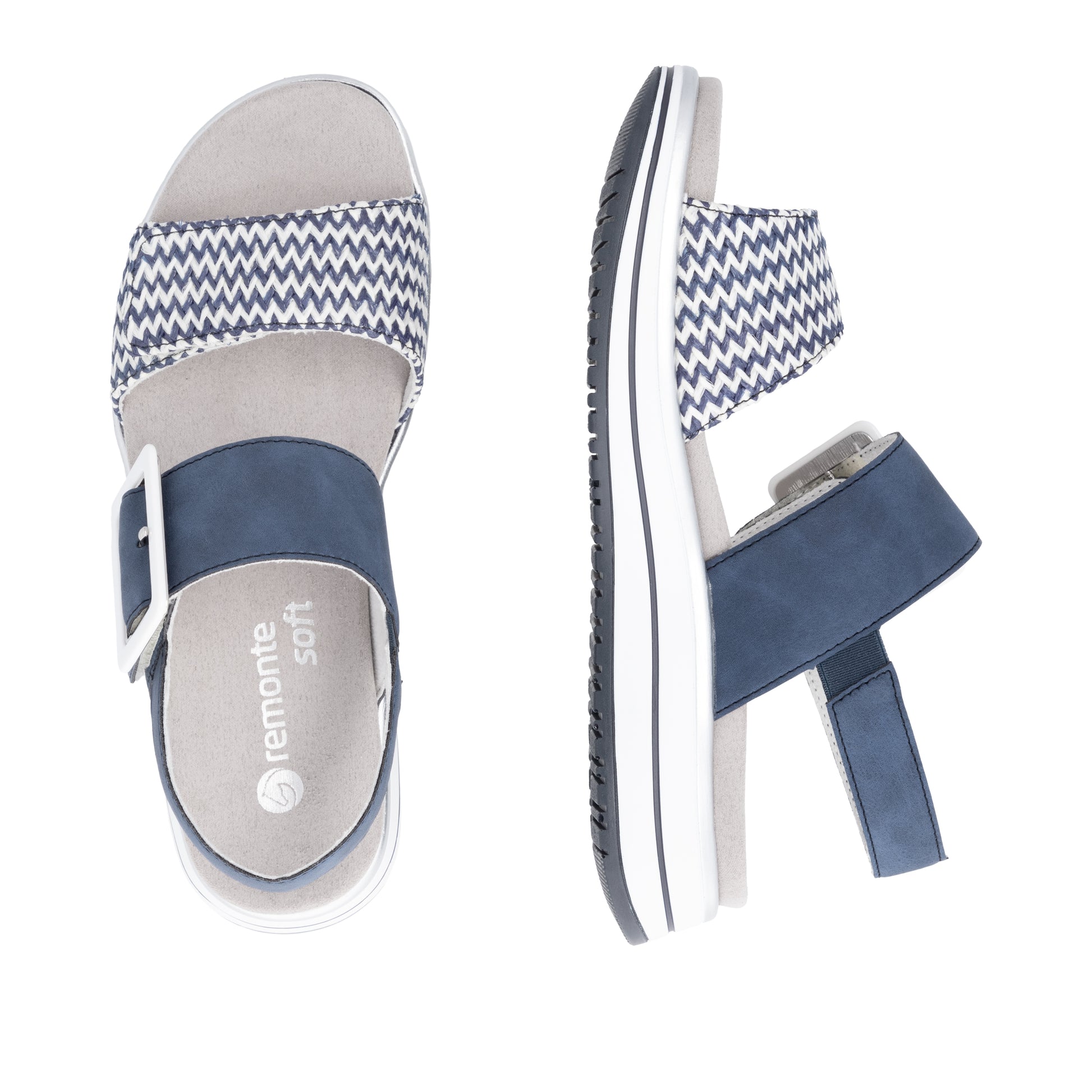 Blue Hook & Loop Sandals for Women | Remonte D1J53-14