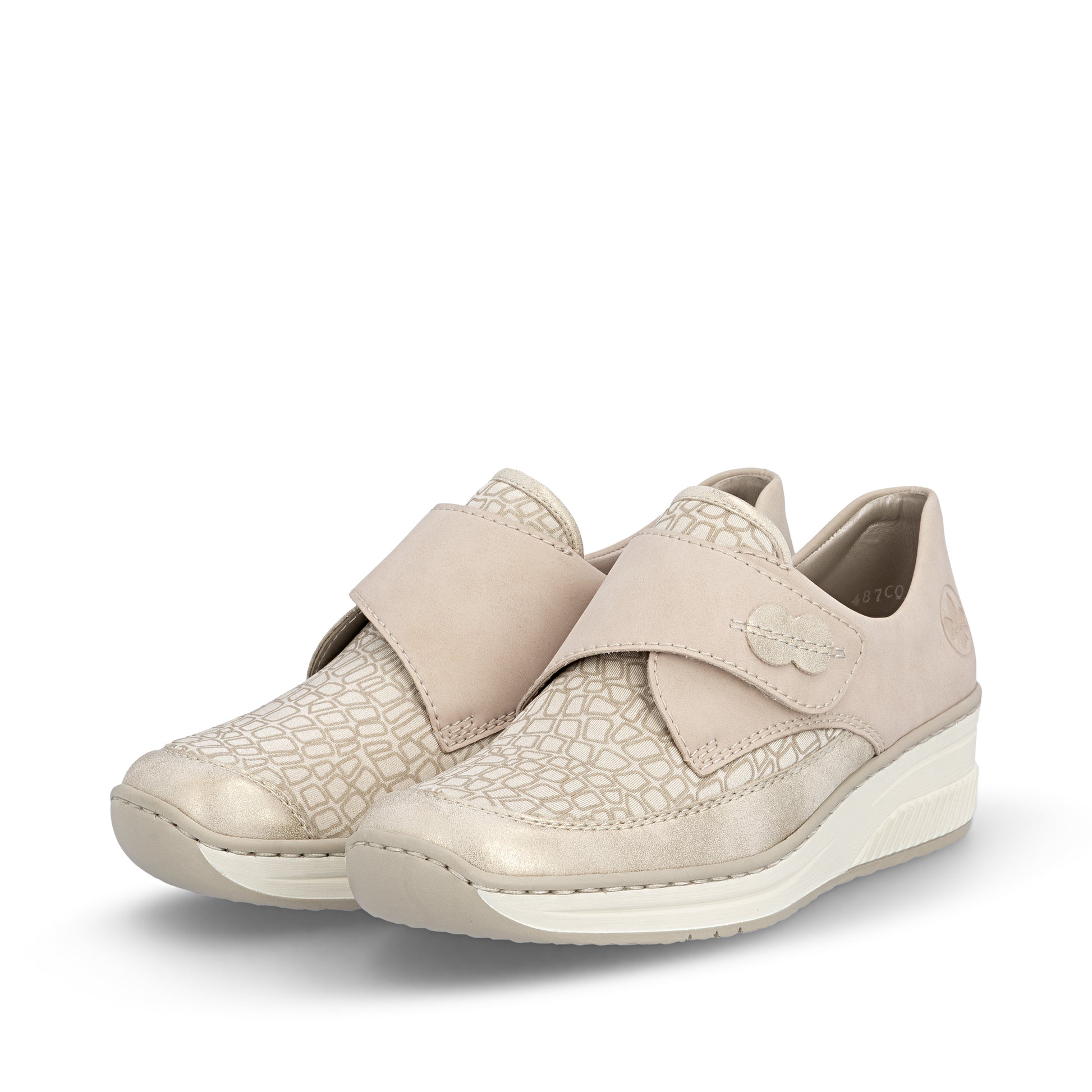 Beige Hook & Loop Shoes for Women | Rieker 487C0-60