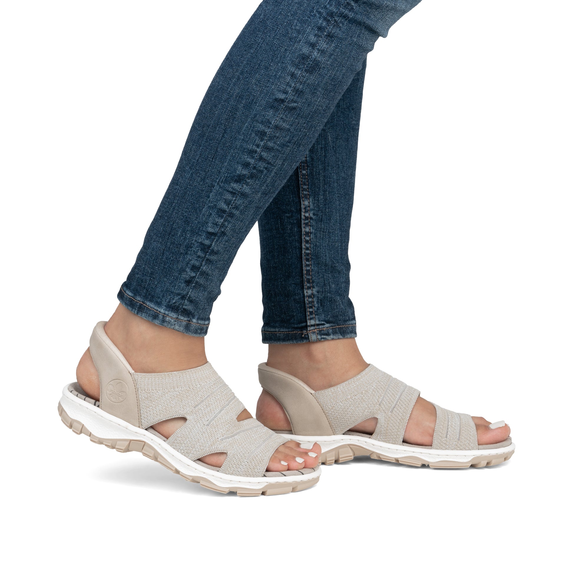 Beige Elasticated Sandals for Women | Rieker 68895-64