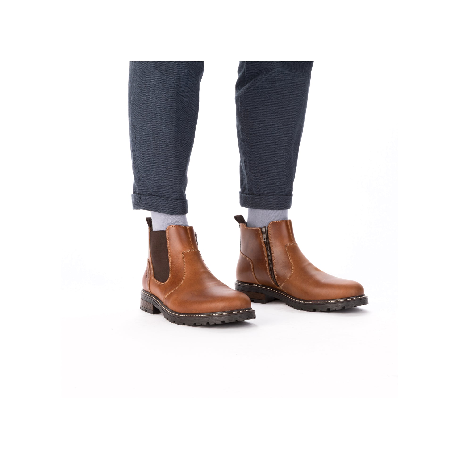 Brown Zip Boots for Men | Rieker 32052-24
