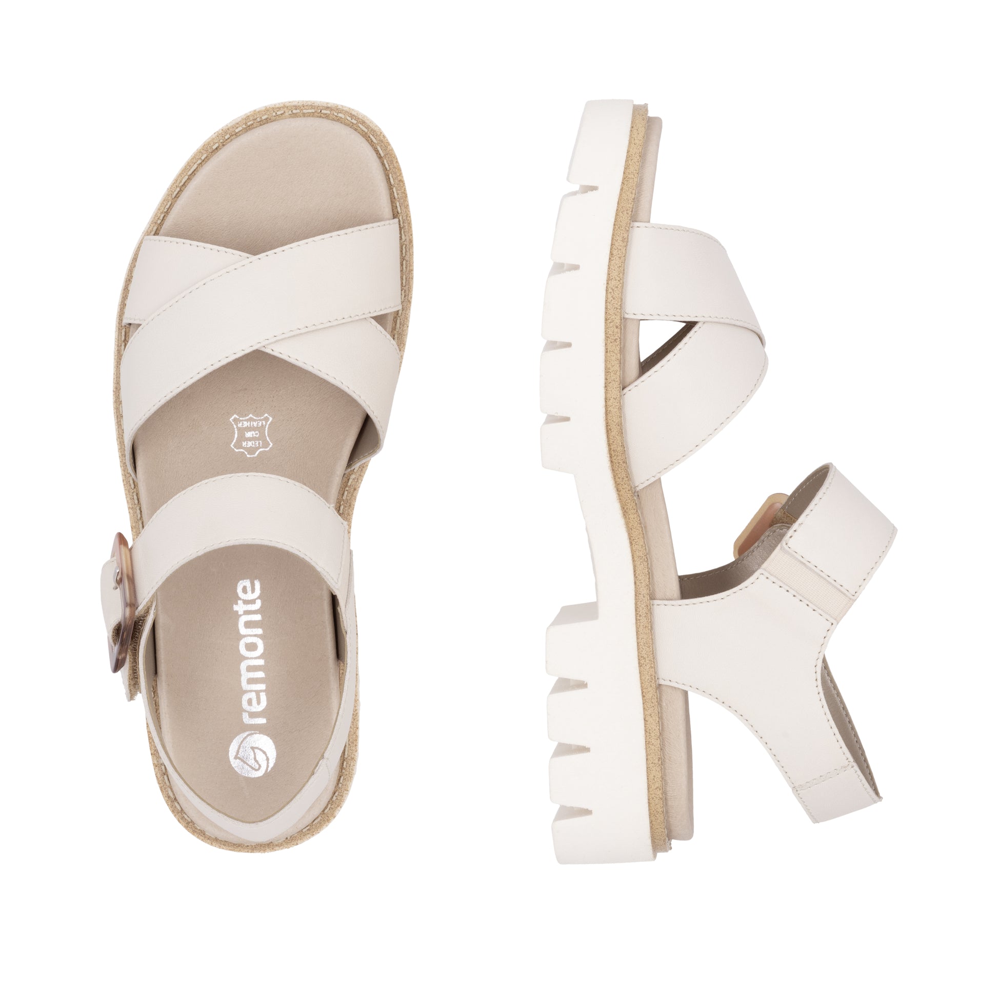 Beige Hook & Loop Sandals for Women | Remonte D7950-60
