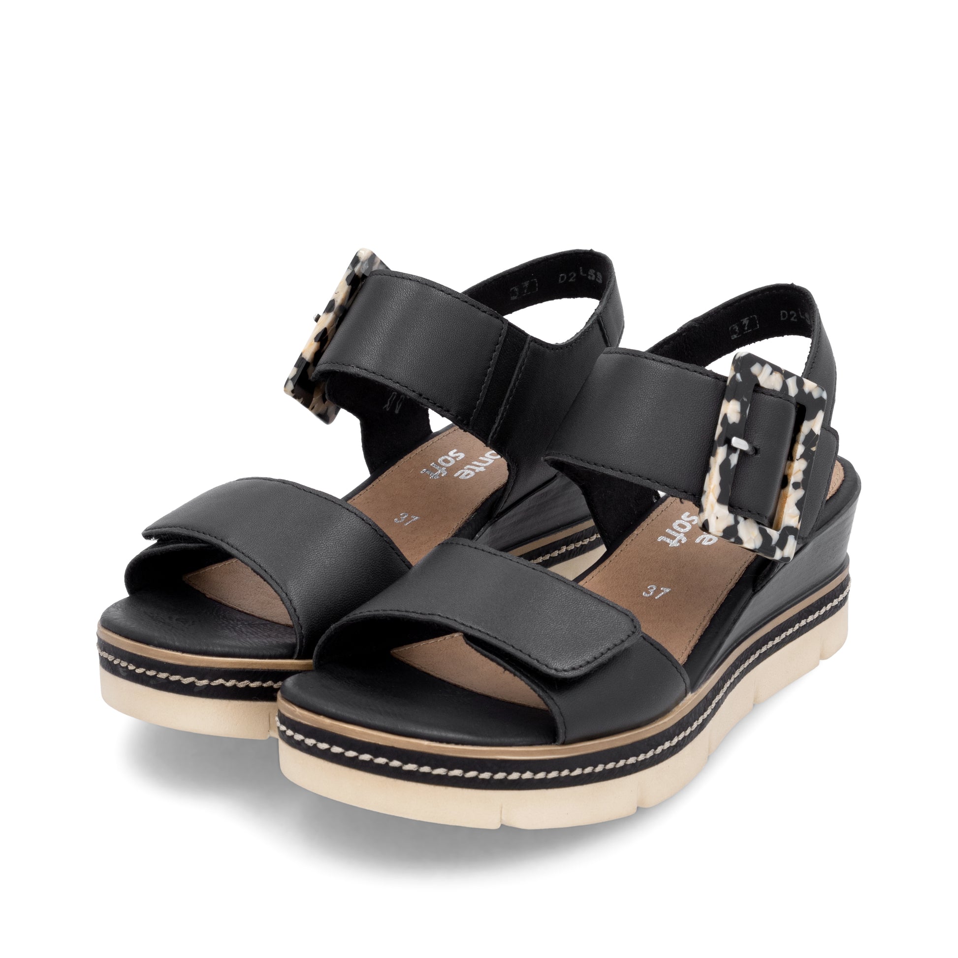 Black Hook & Loop Sandals for Women | Remonte D2L53-00