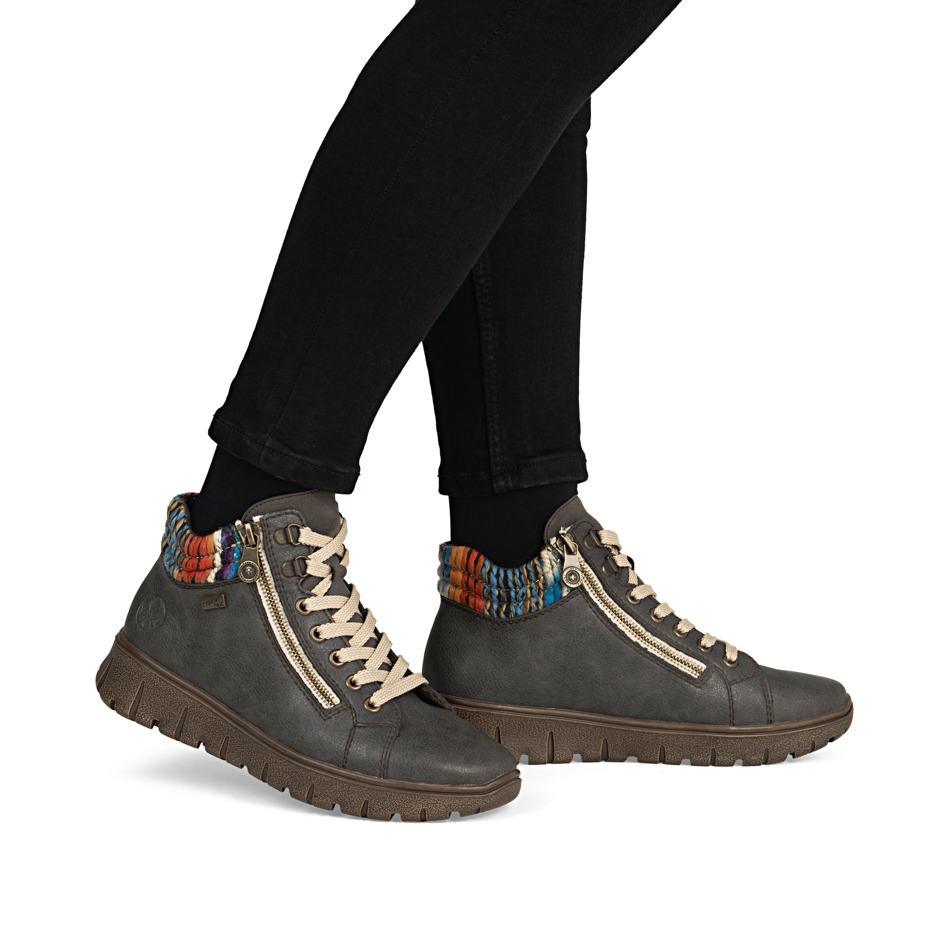 Grey Zip Boots for Women | Rieker N1305-45