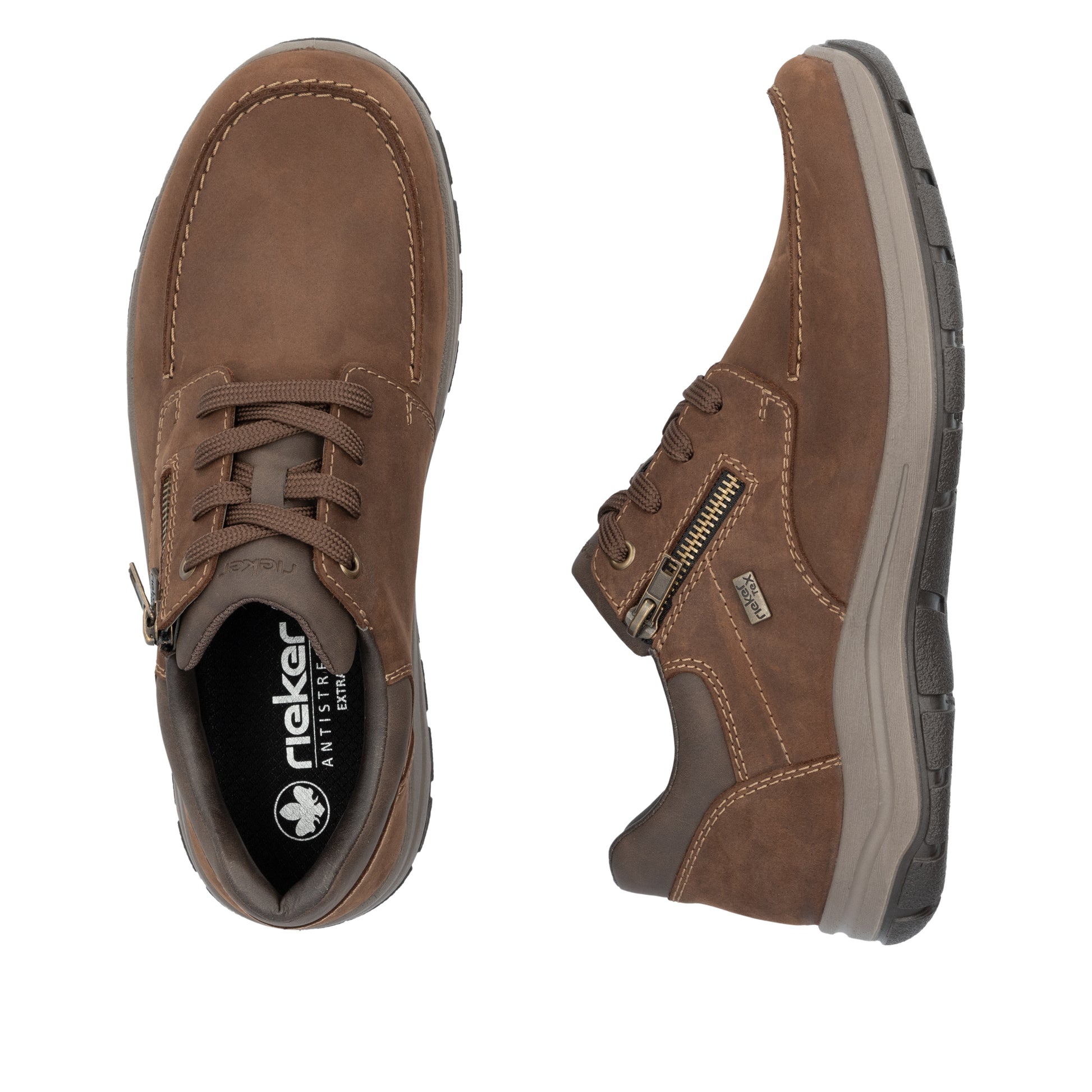 Brown Zip Shoes for Men | Rieker 03601-22
