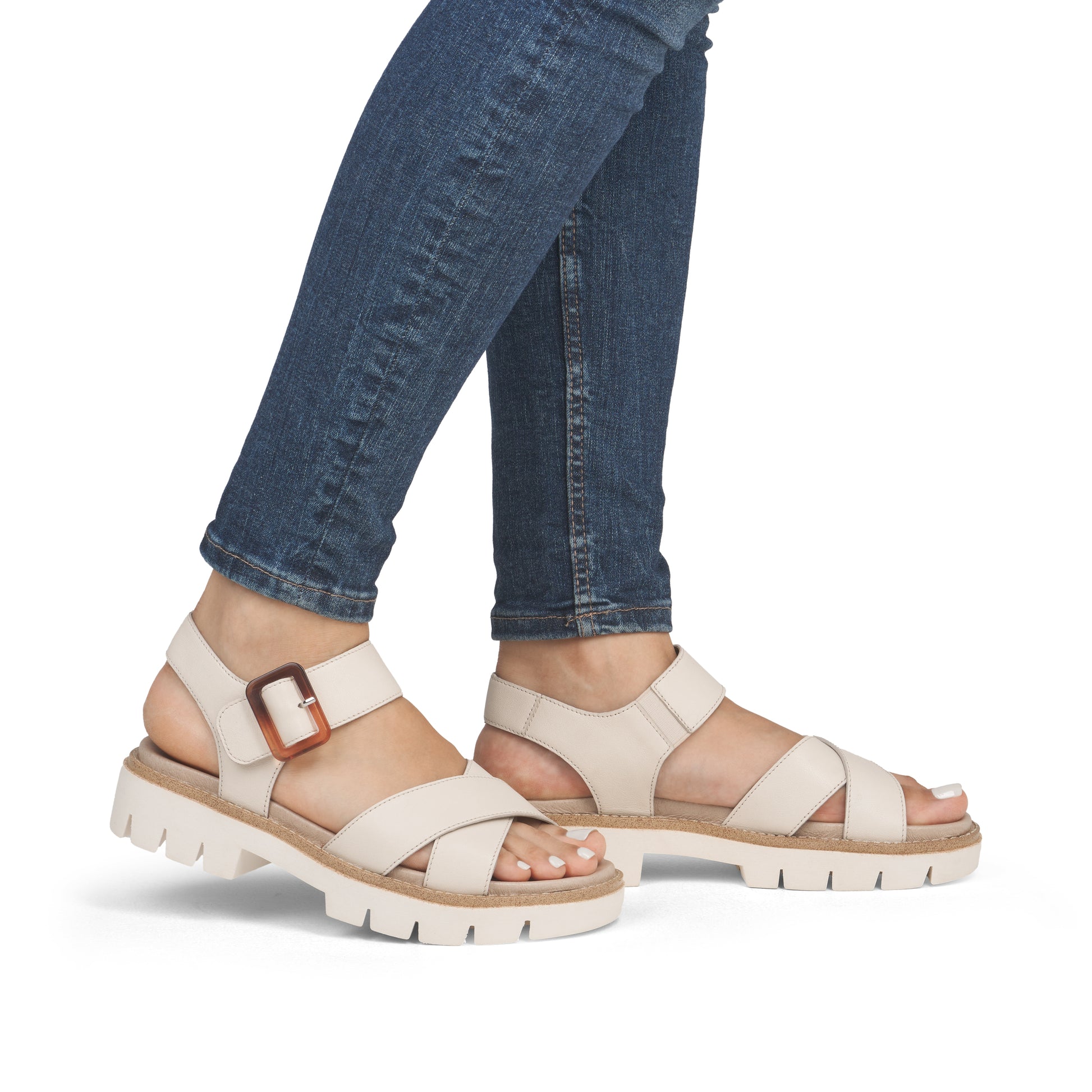 Beige Hook & Loop Sandals for Women | Remonte D7950-60
