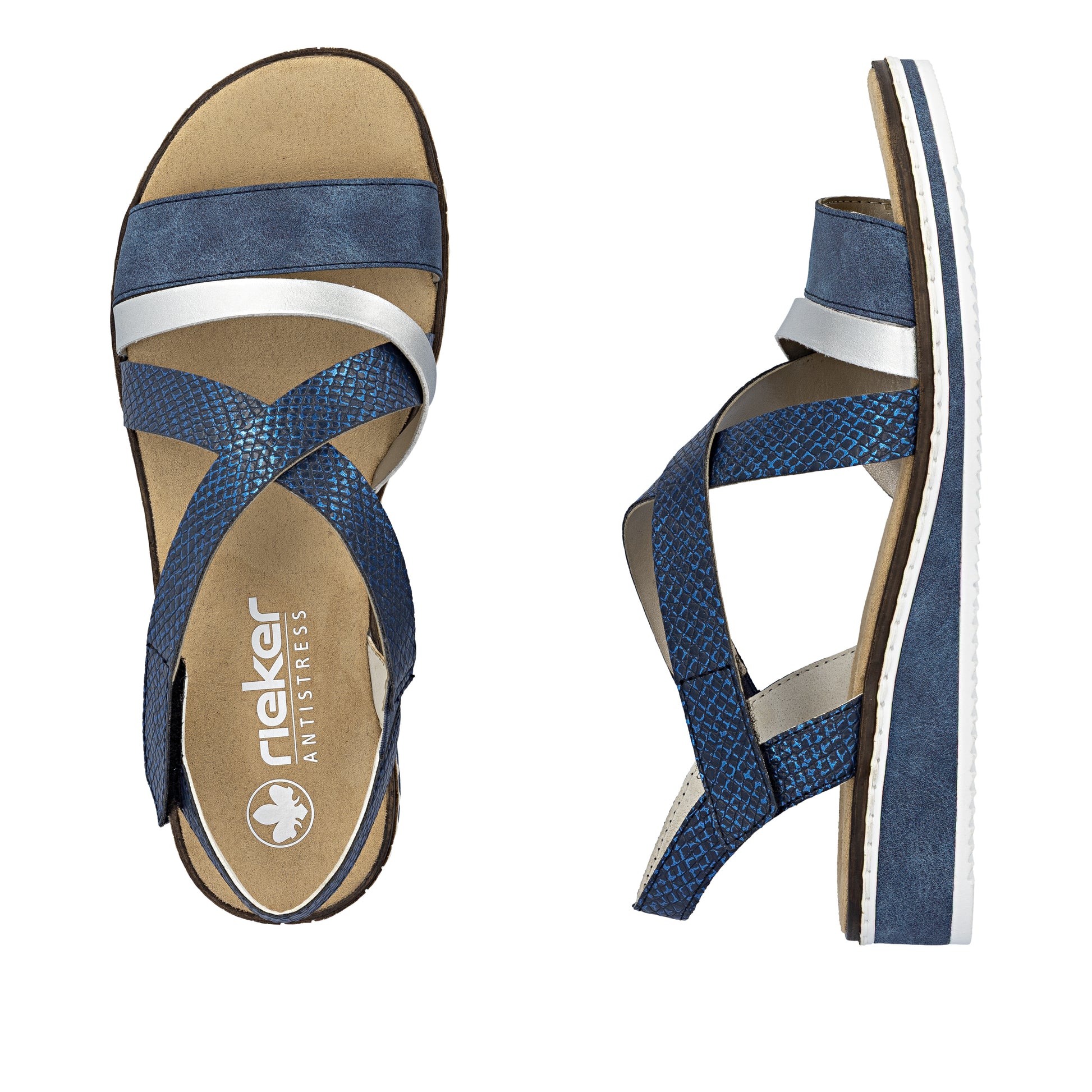 Blue Hook & Loop Sandals for Women | Rieker V3663-14