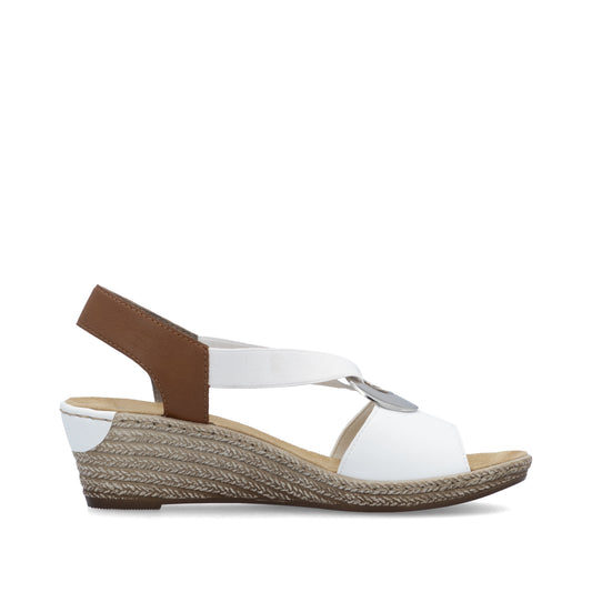 Rieker Women's Wedge Sandal - White | 624H6-81