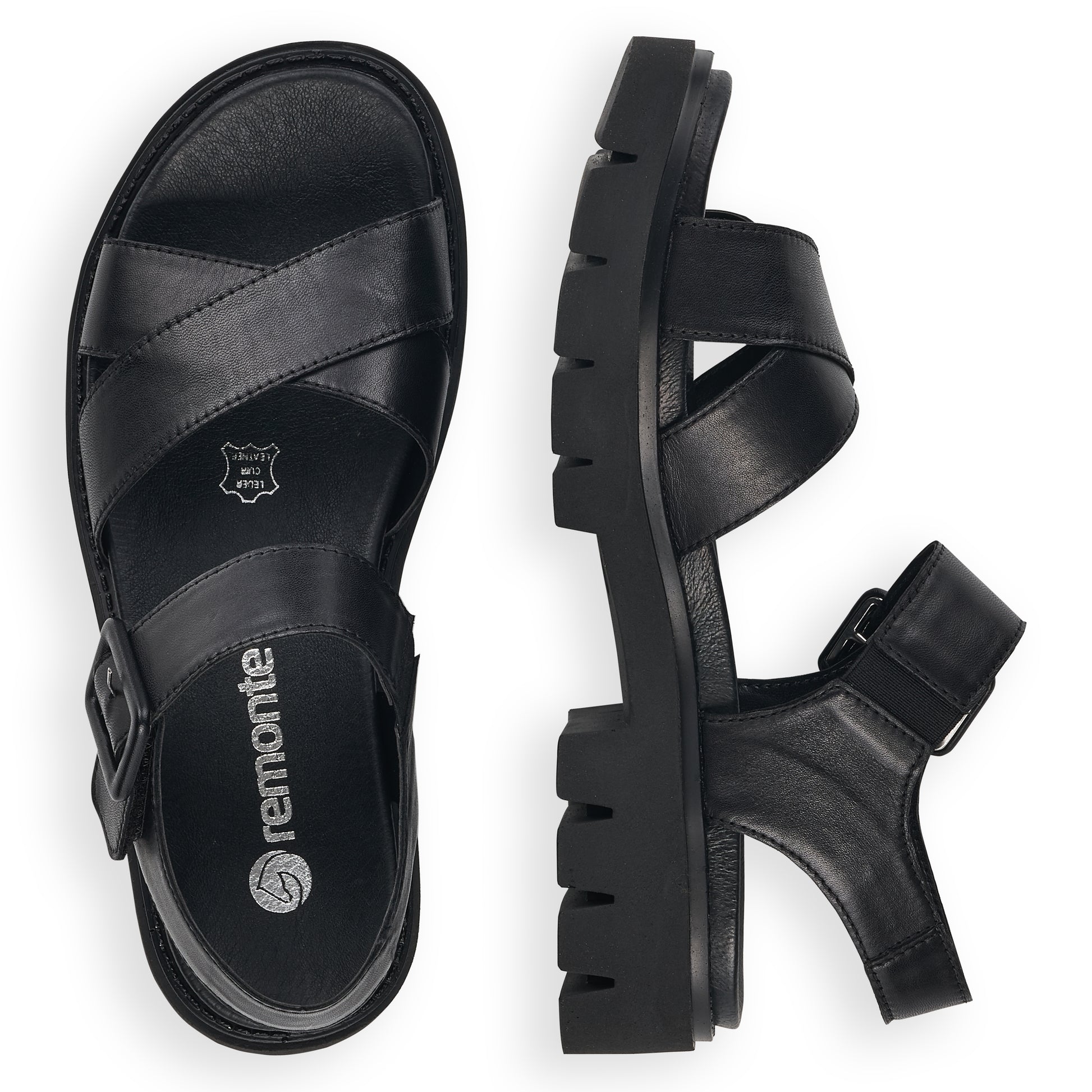 Black Hook & Loop Sandals for Women | Remonte D7950-00