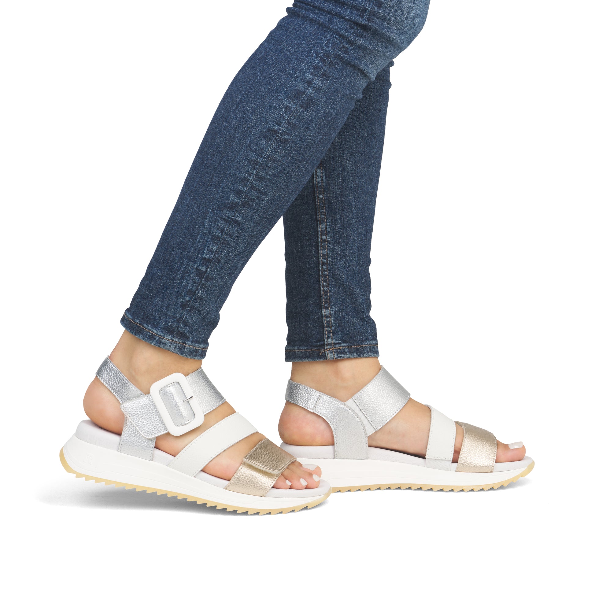 Gold Hook & Loop Sandals for Women | Rieker Sport W2950-90