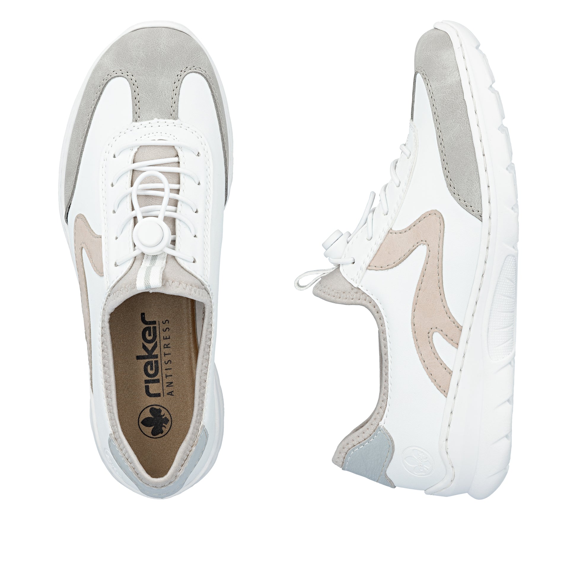 White Elasticated Shoes for Women | Rieker L32G9-80