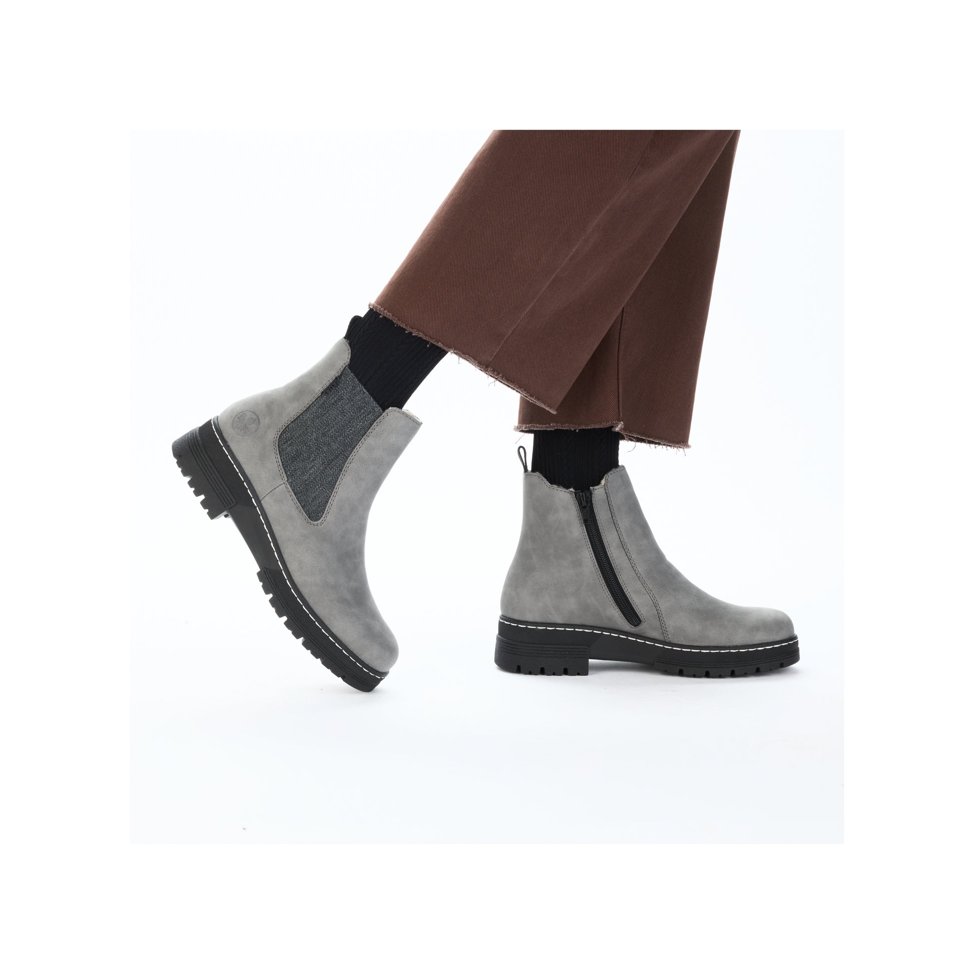 Grey Zip Boots for Women | Rieker 73892-42