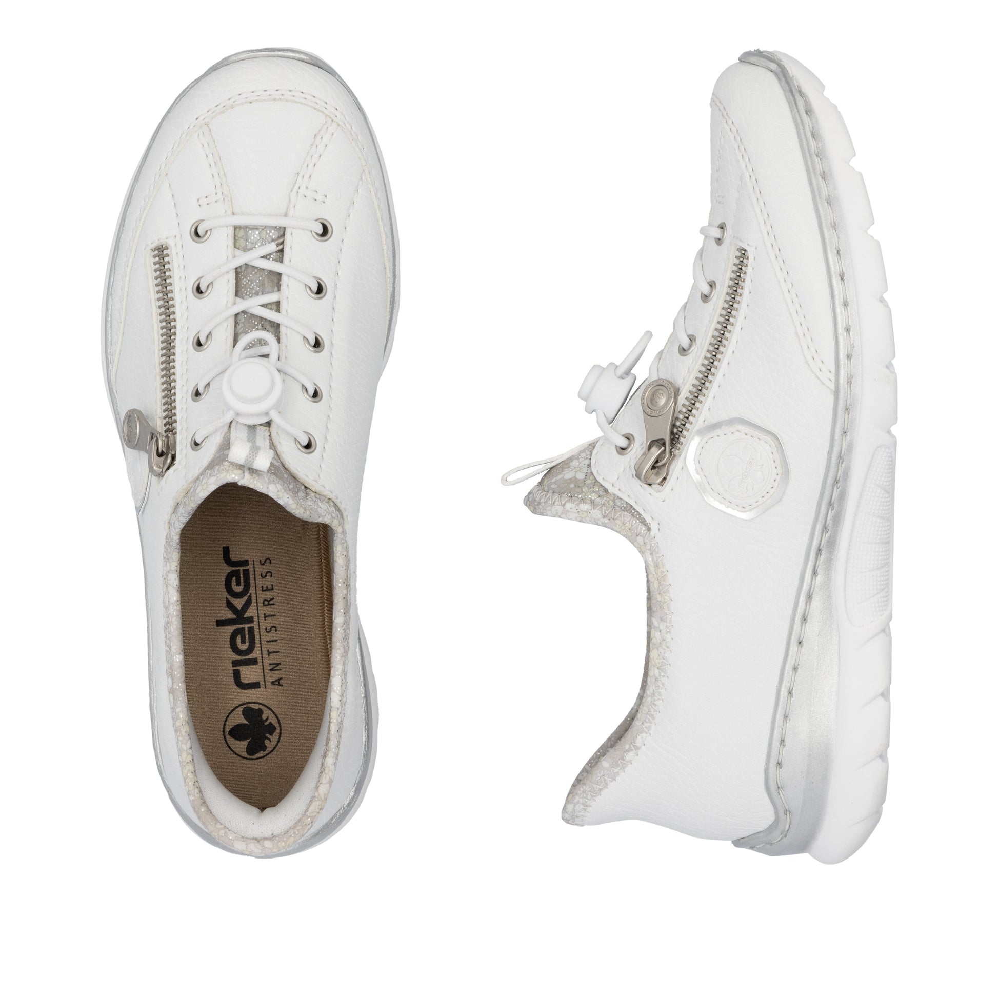 White Elasticated Shoes for Women | Rieker L32F1-80