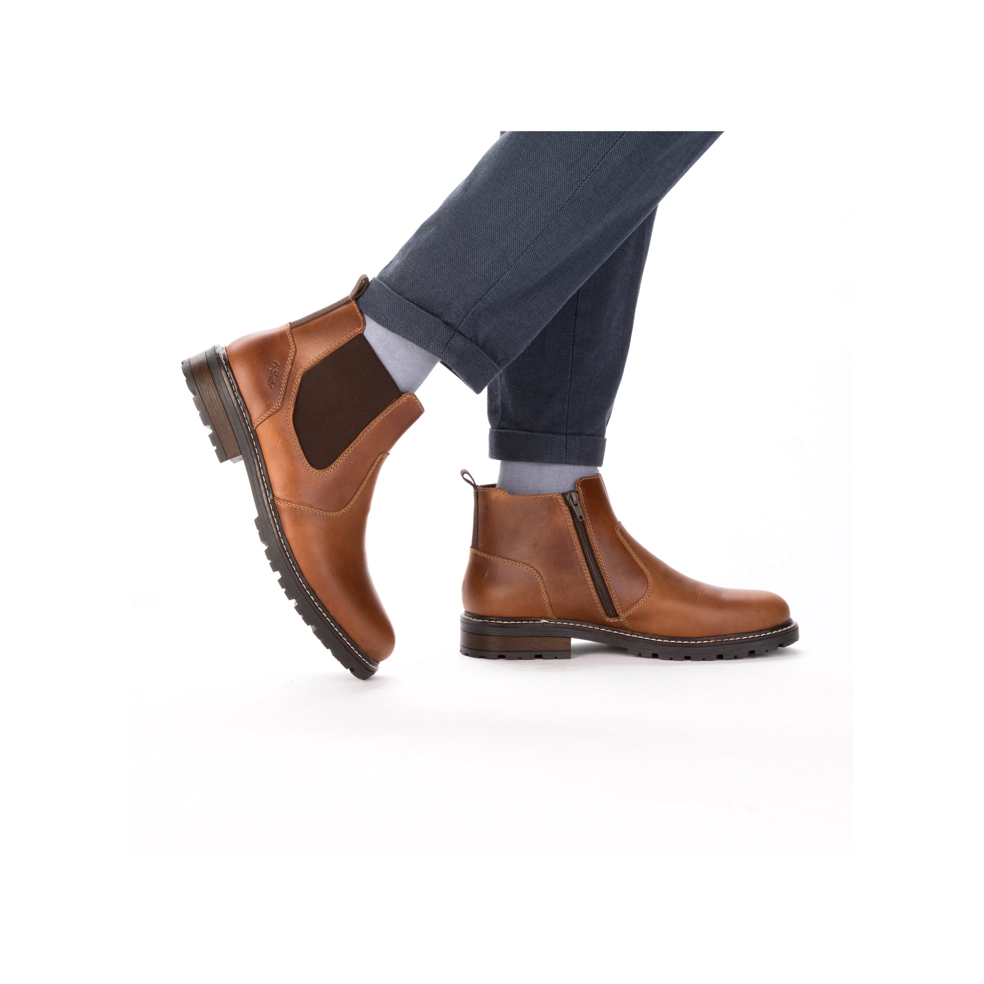 Brown Zip Boots for Men | Rieker 32052-24