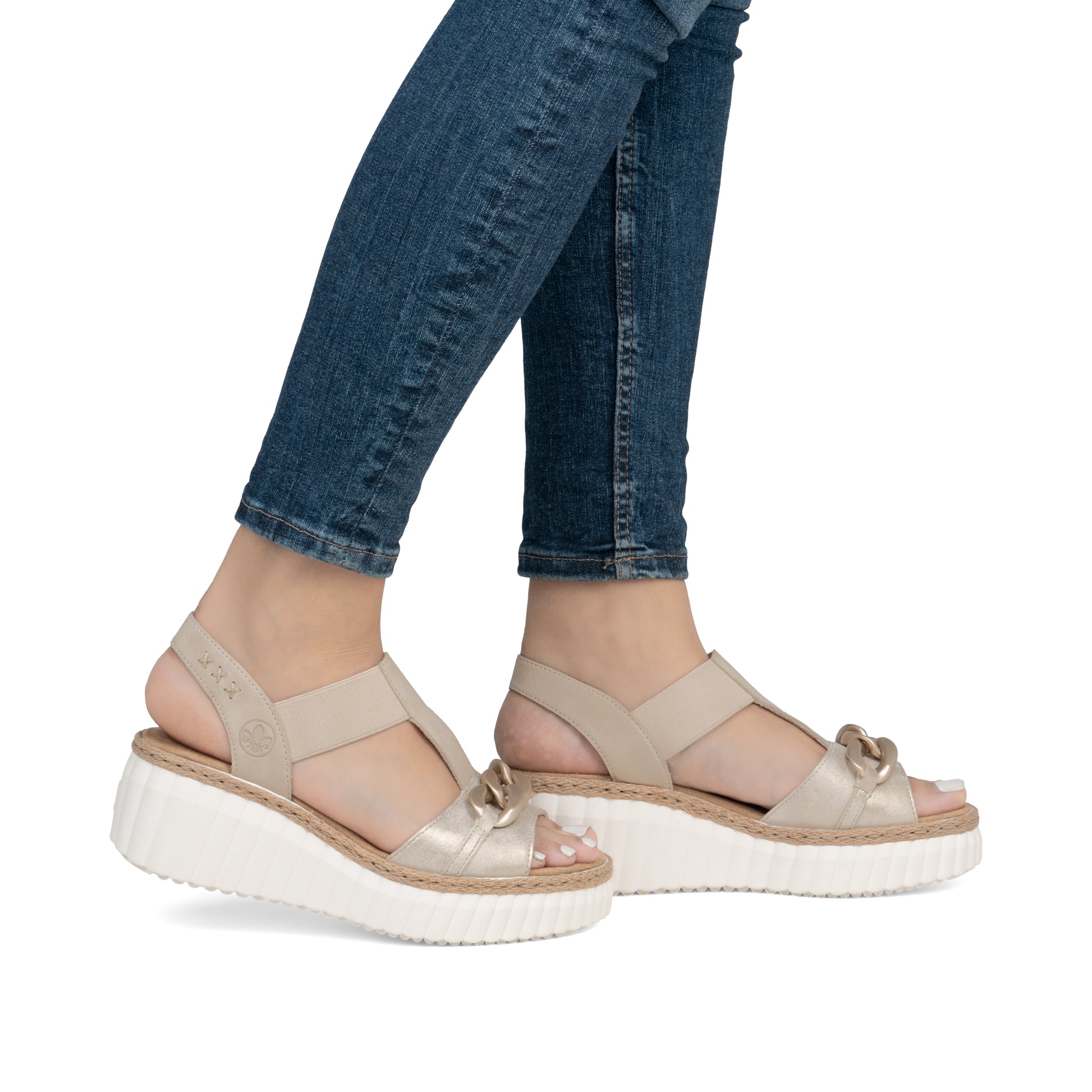 Beige Elasticated Sandals for Women | Rieker 69158-60
