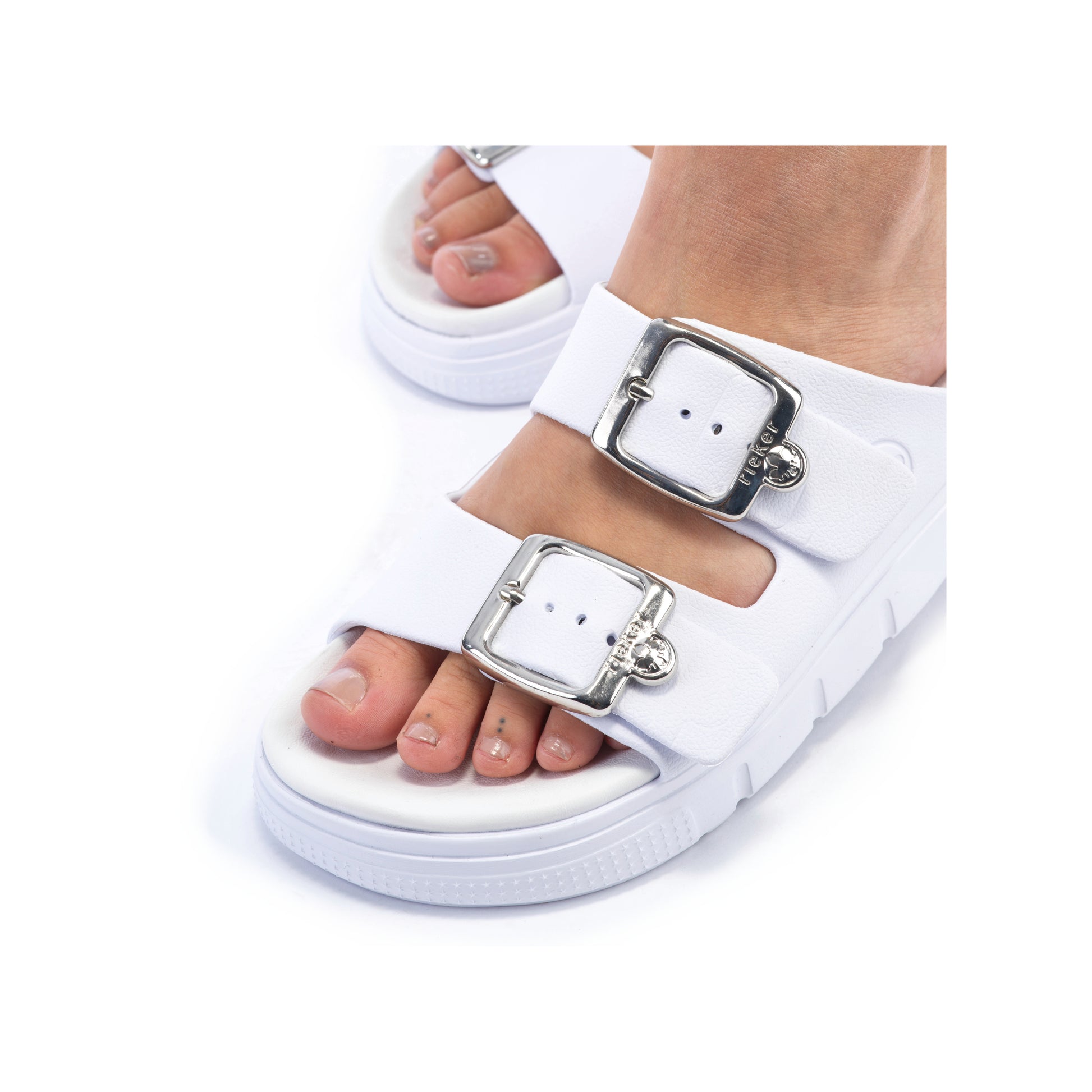 White Buckle Sandals for Women | Rieker P2180-80