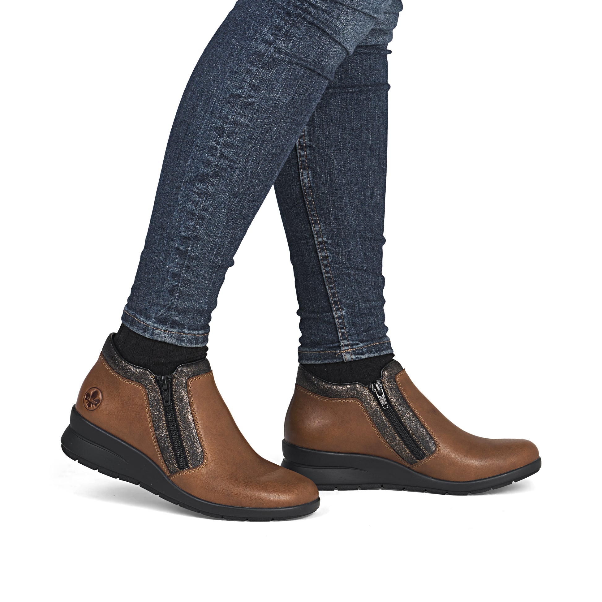 Brown Zip Boots for Women | Rieker L4883-24