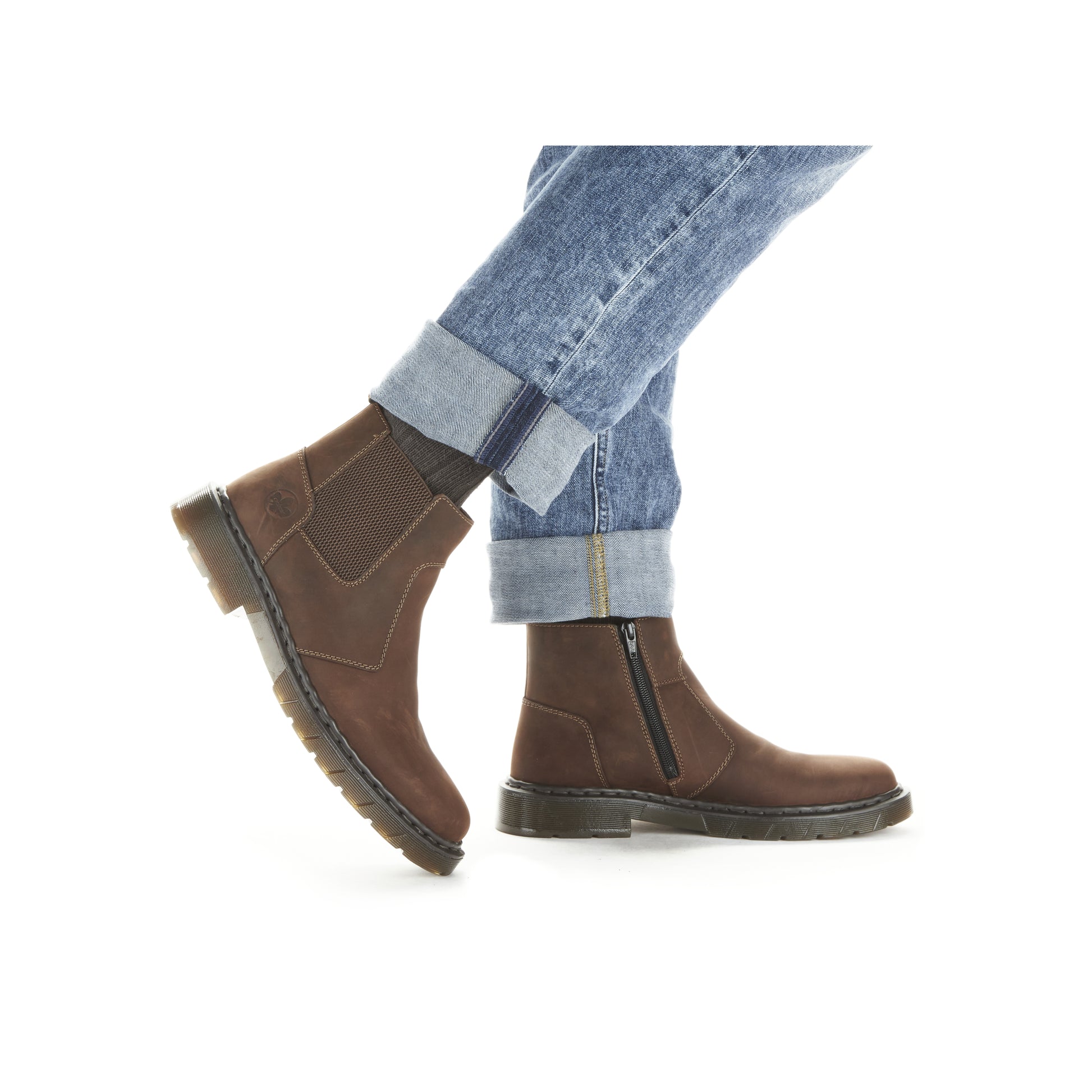 Brown Zip Boots for Men | Rieker 31650-23