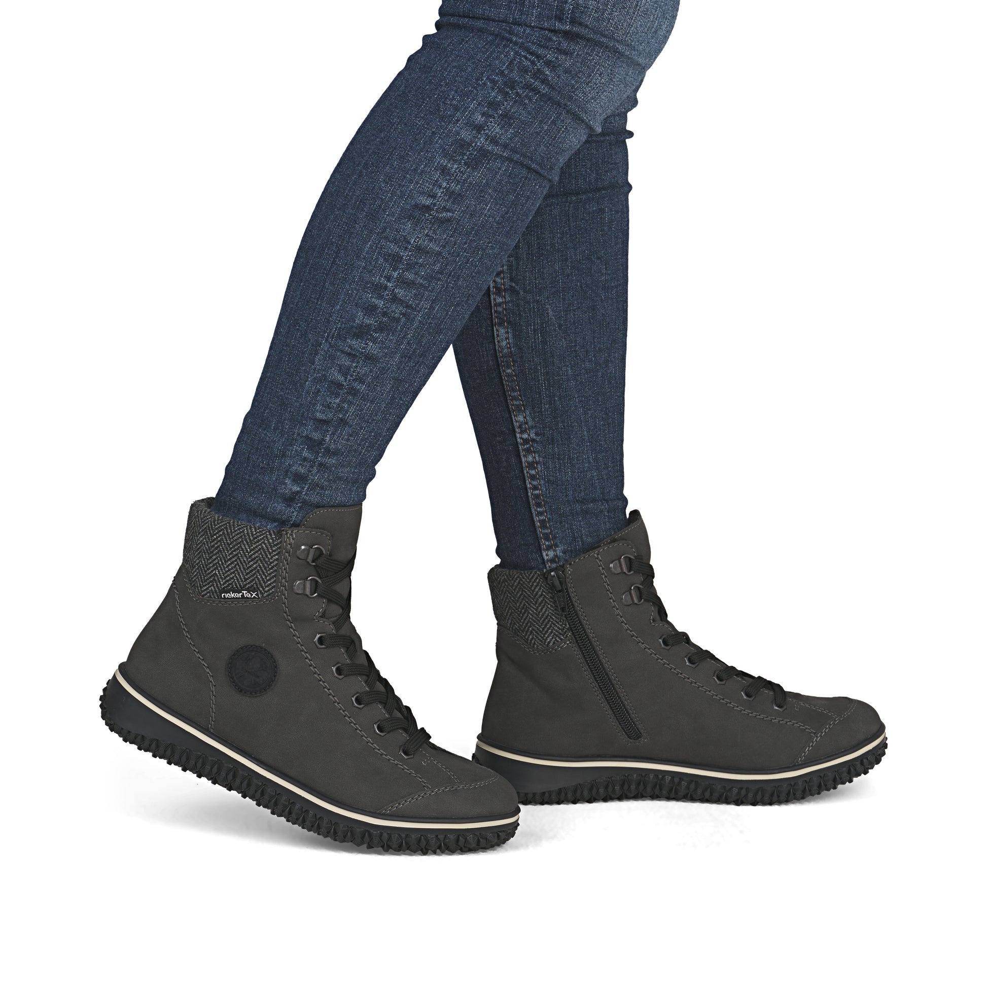 Grey Zip Boots for Women | Rieker Z4251-45