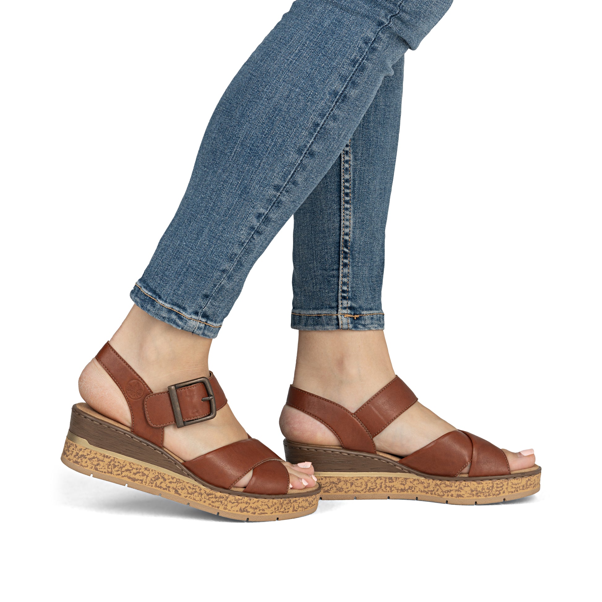 Brown Hook & Loop Sandals for Women | Rieker 63795-22