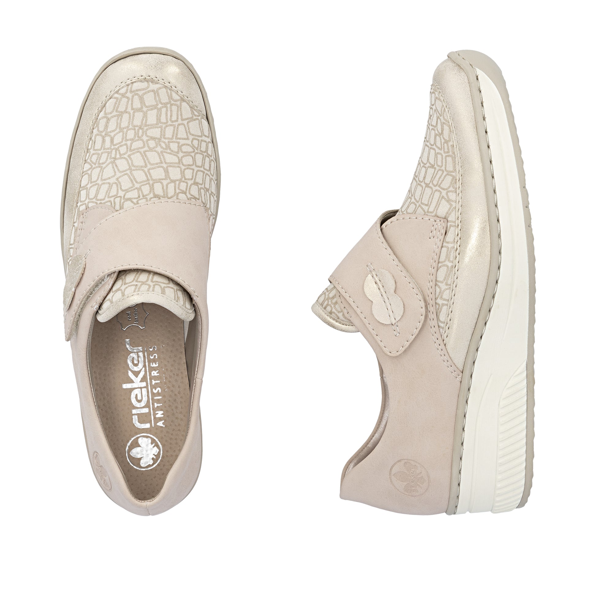 Beige Hook & Loop Shoes for Women | Rieker 487C0-60
