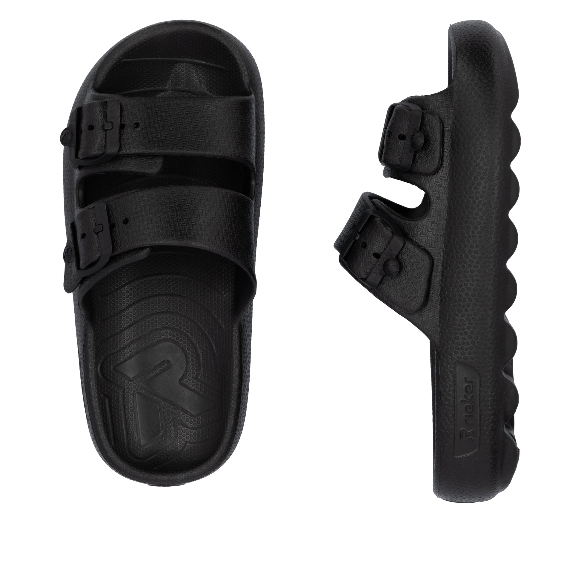 Black Buckle Sandals for Women | Rieker Sport P2450-00