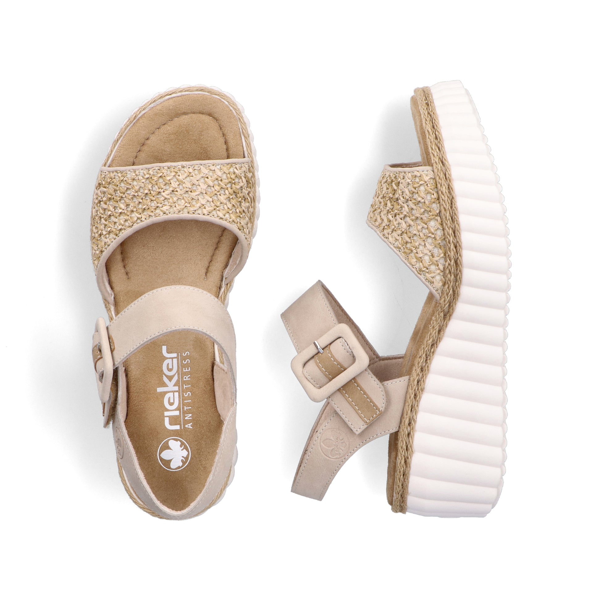 Beige Hook & Loop Sandals for Women | Rieker 69176-62