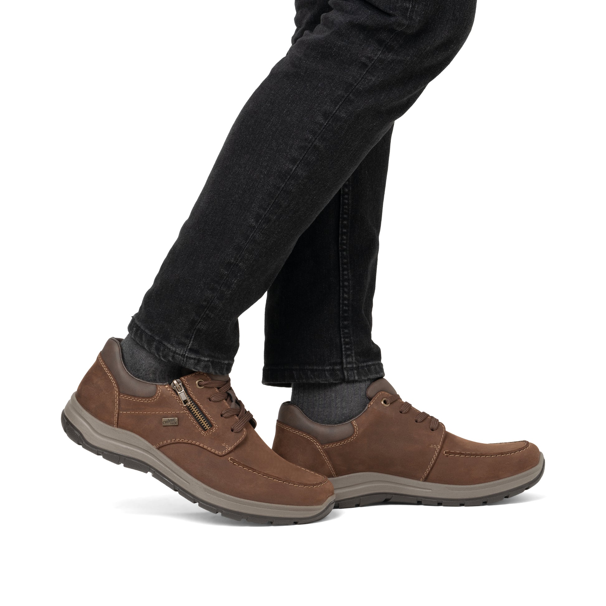 Brown Zip Shoes for Men | Rieker 03601-22