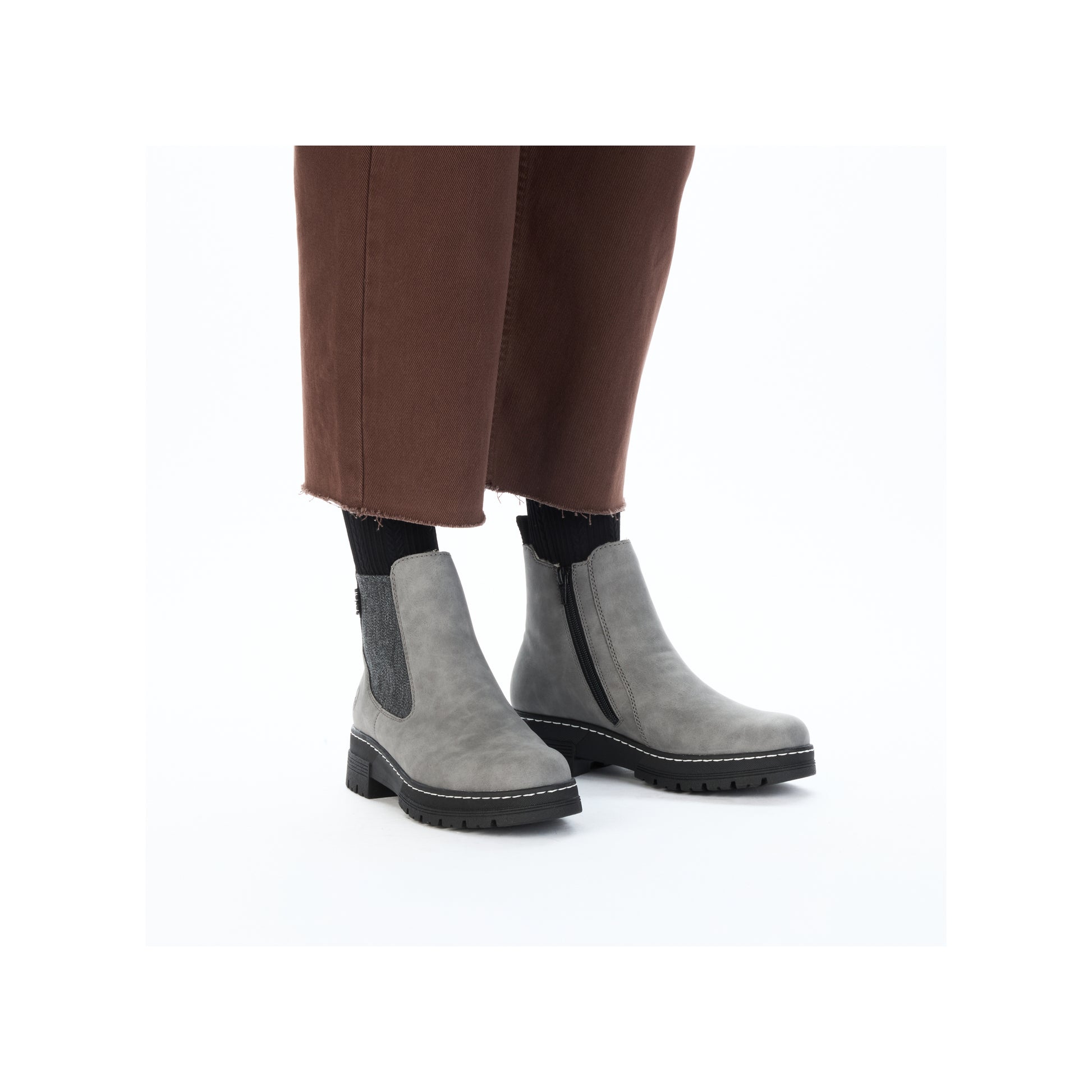 Grey Zip Boots for Women | Rieker 73892-42