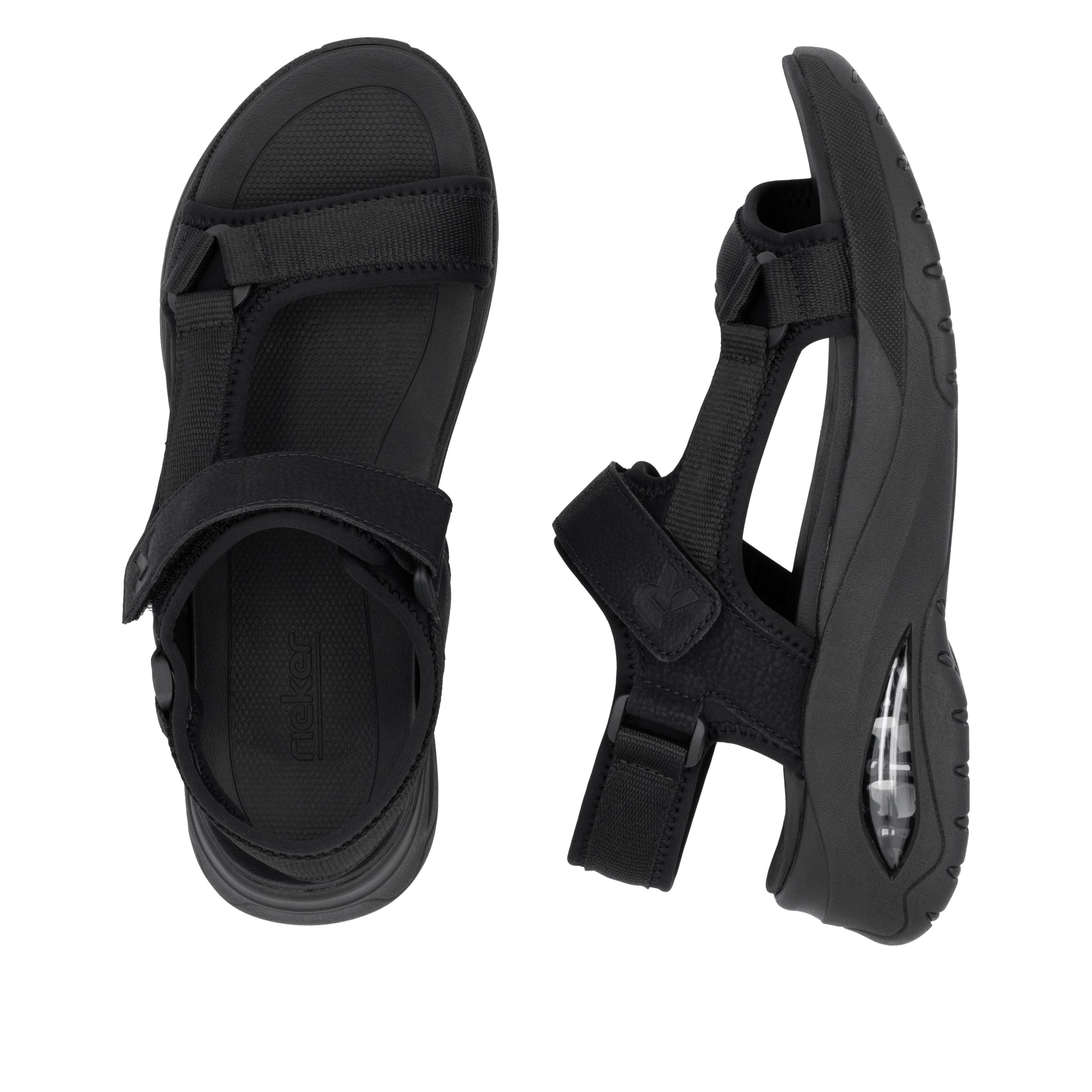 Black Hook & Loop Sandals for Women | Rieker Sport W3151-00