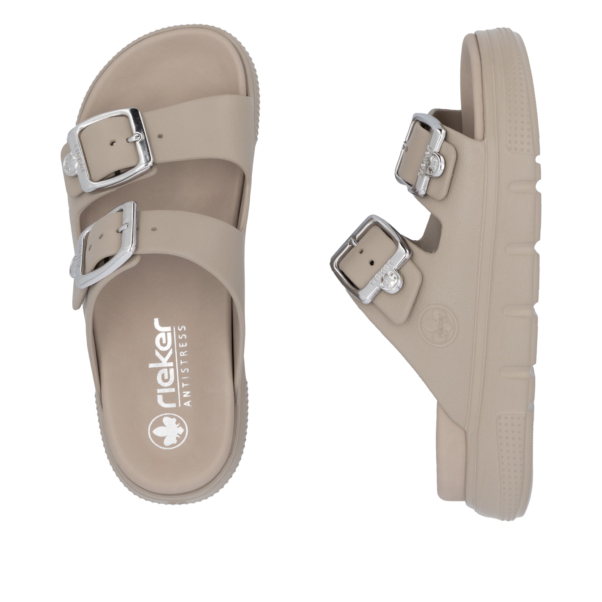Beige Buckle Sandals for Women | Rieker P2180-60