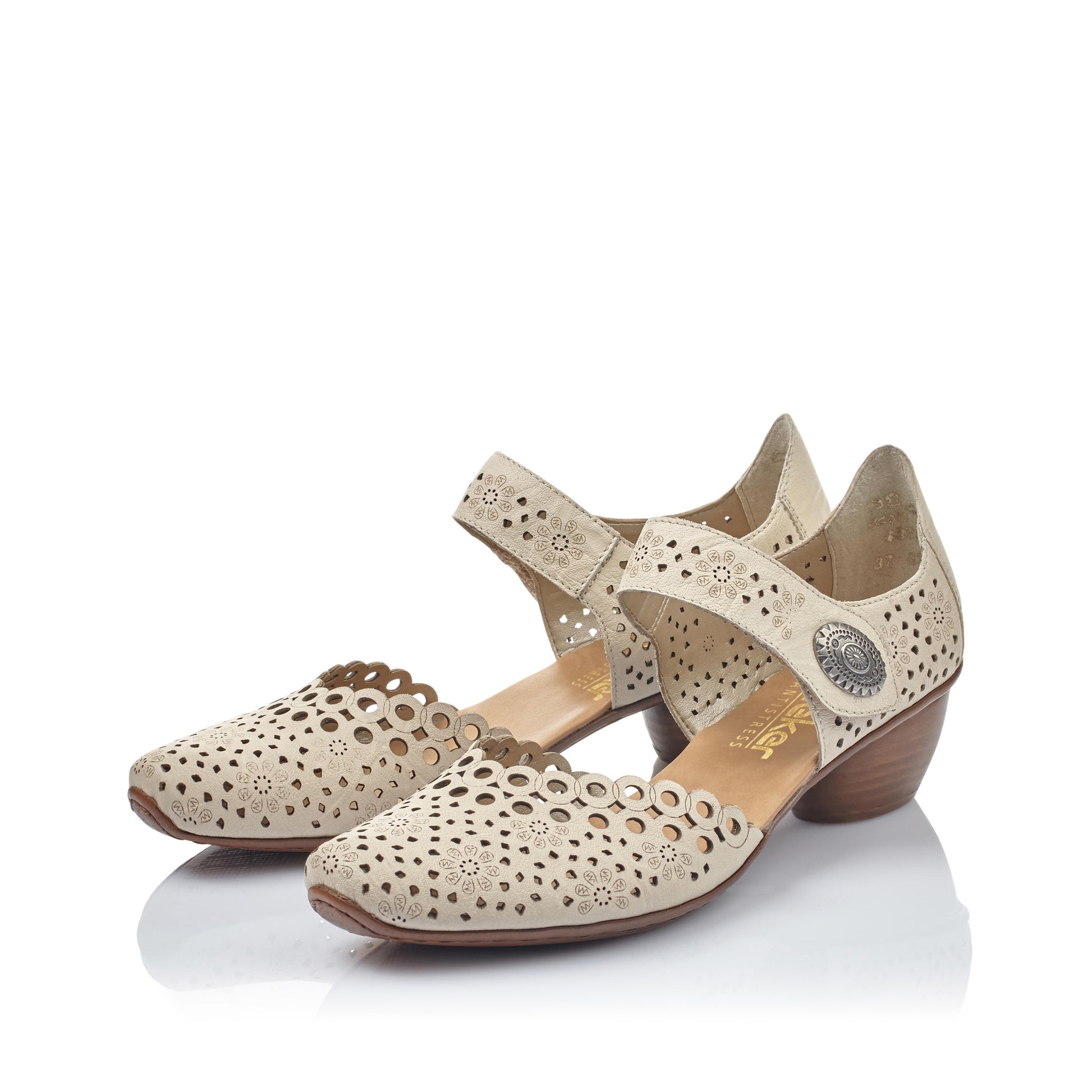 Beige Hook & Loop Shoes for Women | Rieker 43753-60