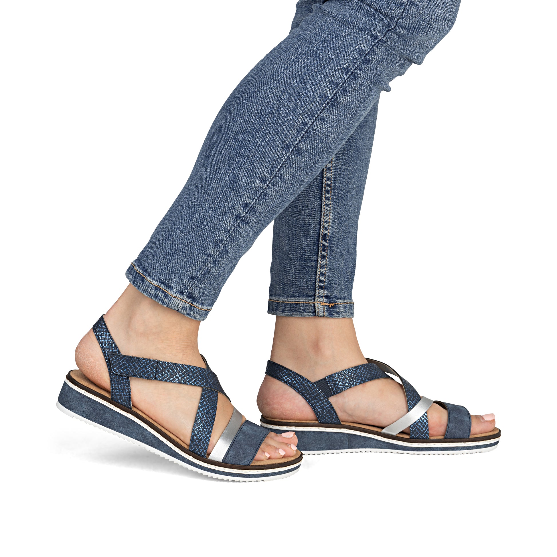 Blue Hook & Loop Sandals for Women | Rieker V3663-14