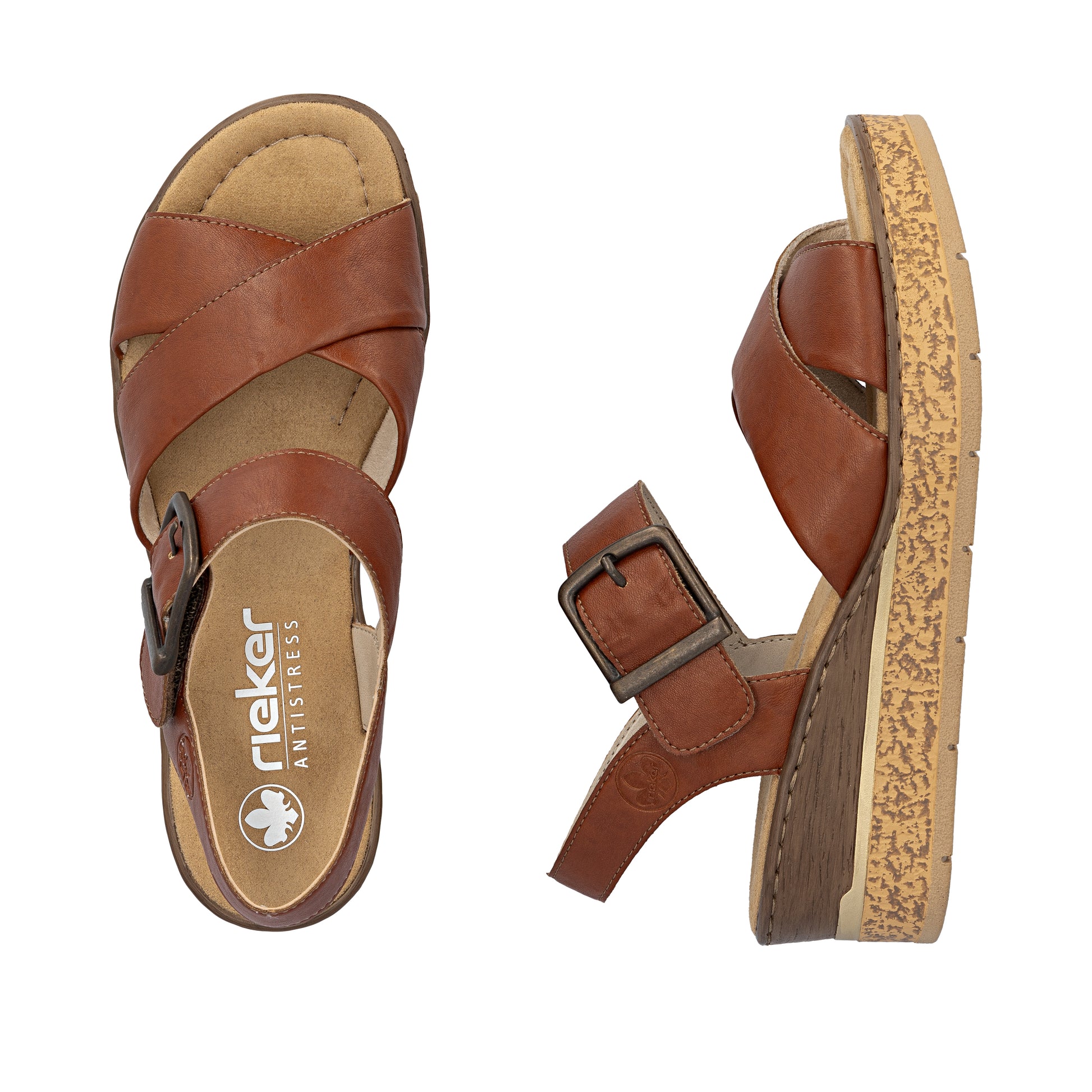 Brown Hook & Loop Sandals for Women | Rieker 63795-22