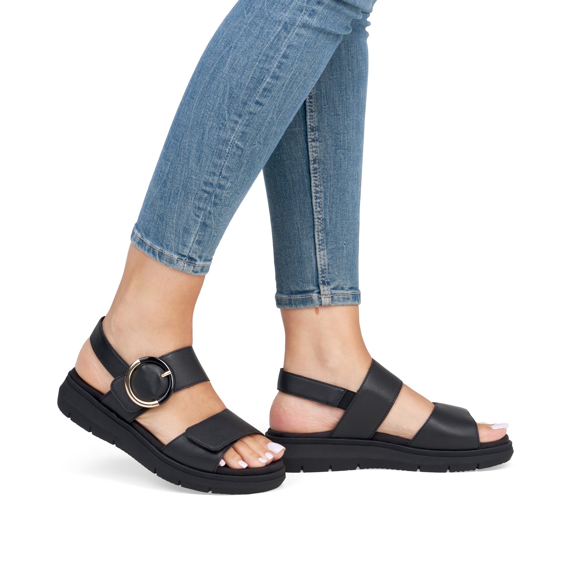 Black Hook & Loop Sandals for Women | Remonte D2K50-00