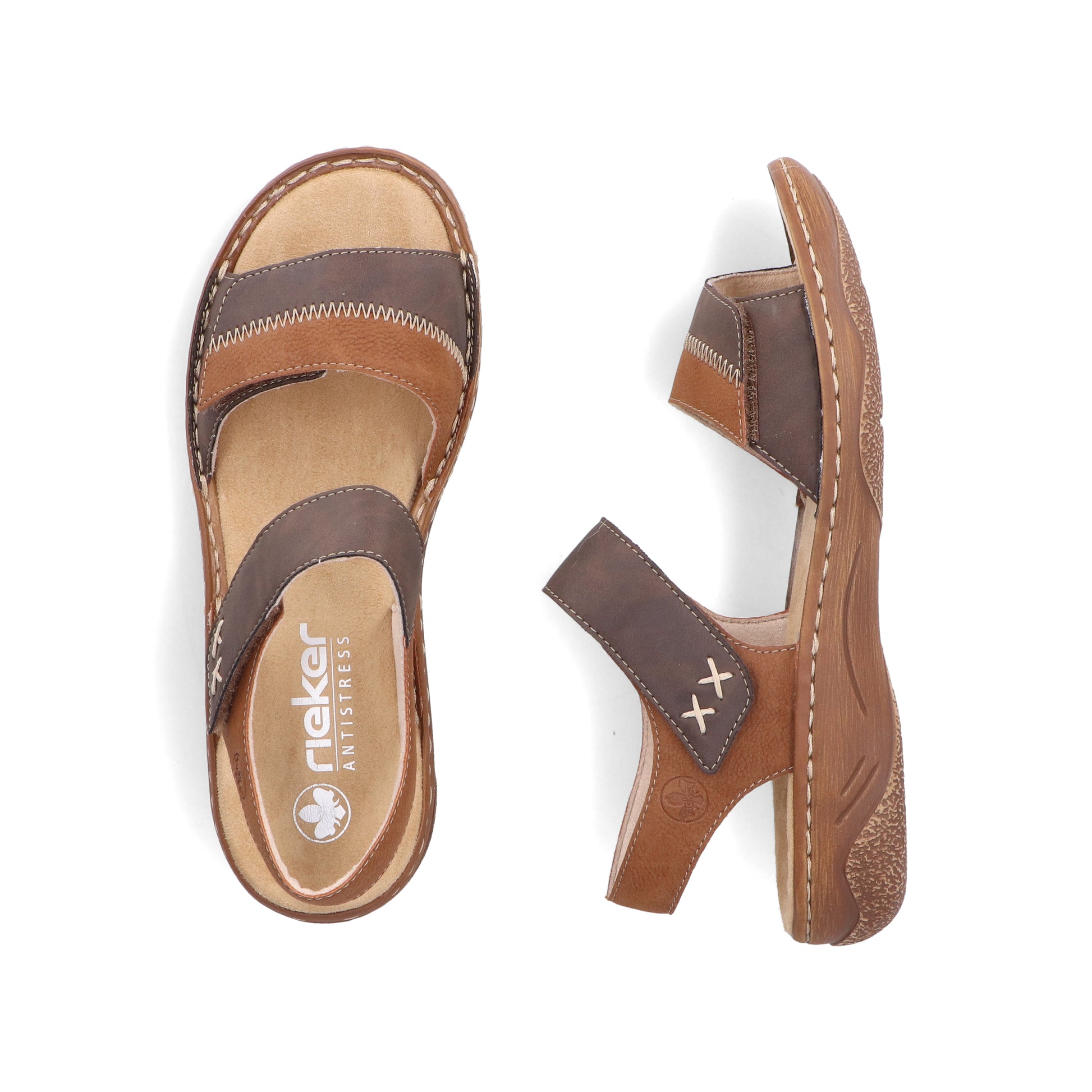 Brown Hook & Loop Sandals for Women | Rieker V2860-24