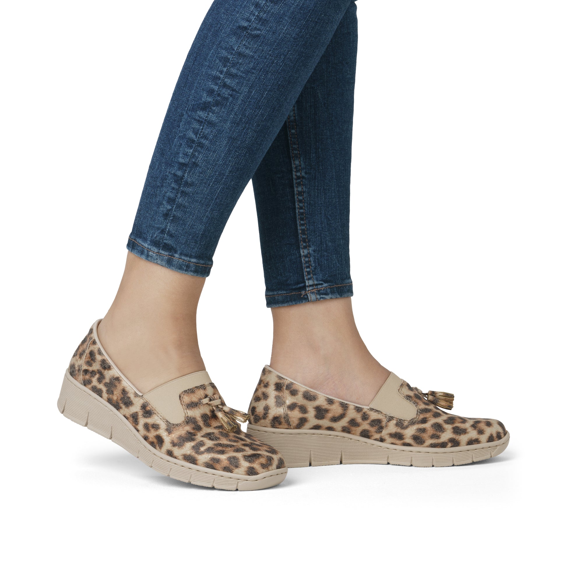 Beige Elasticated Shoes for Women | Rieker 53751-20