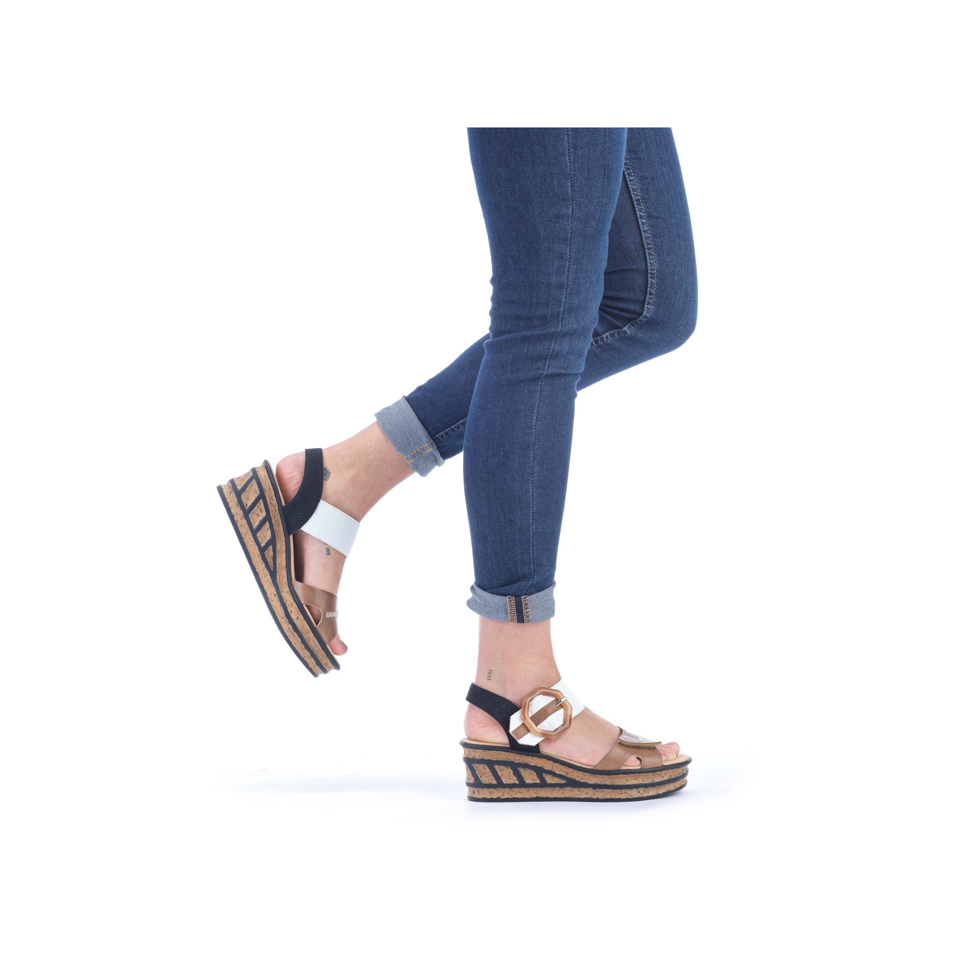 Beige Hook & Loop Sandals for Women | Rieker 68176-64