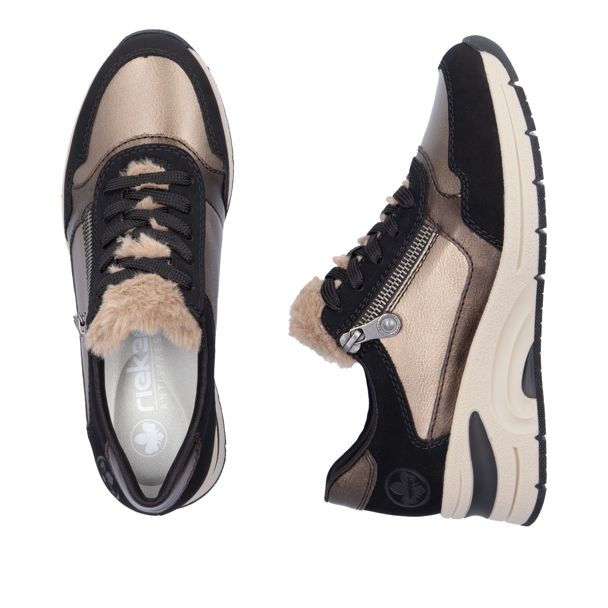 Beige Zip Shoes for Women | Rieker N9301-90