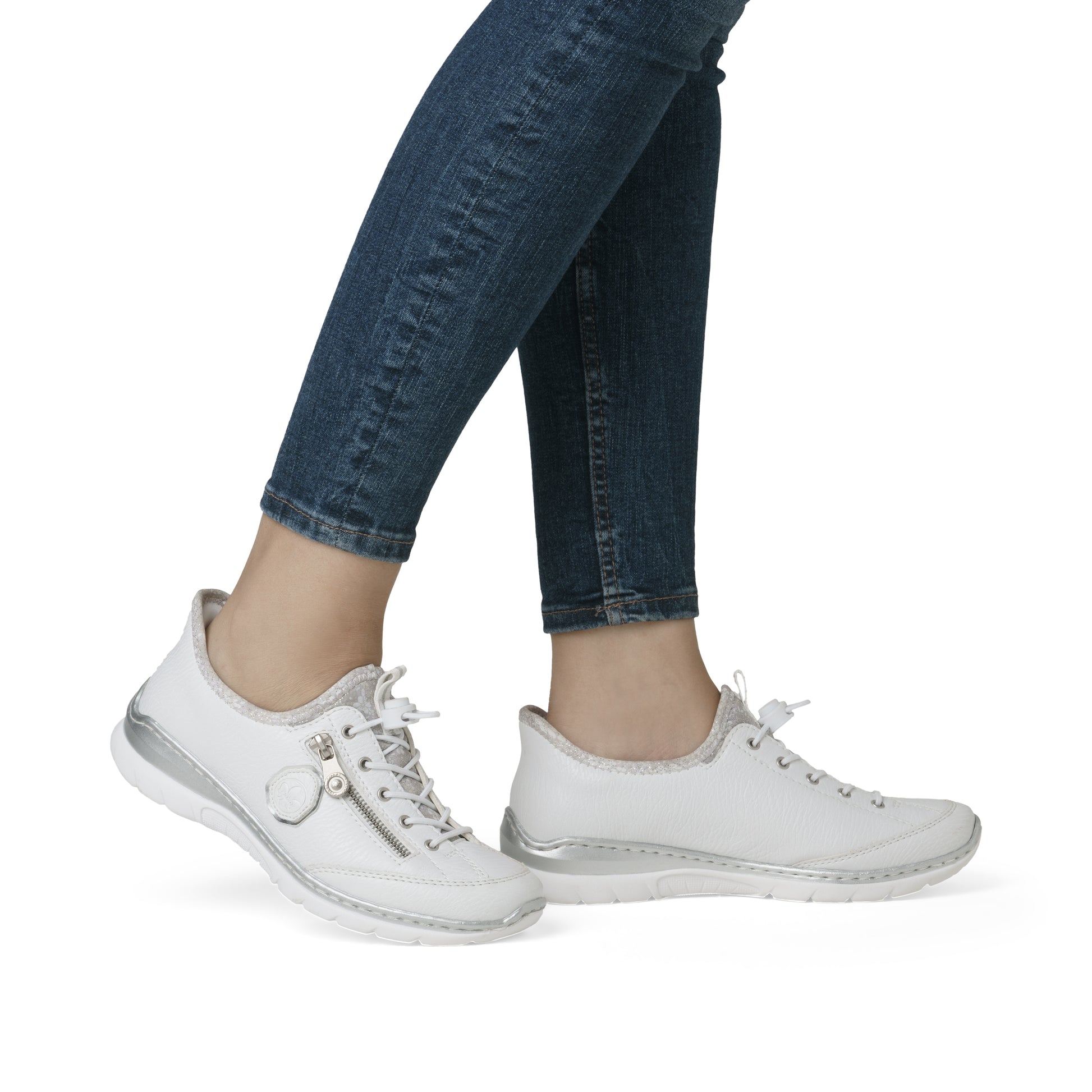 White Elasticated Shoes for Women | Rieker L32F1-80