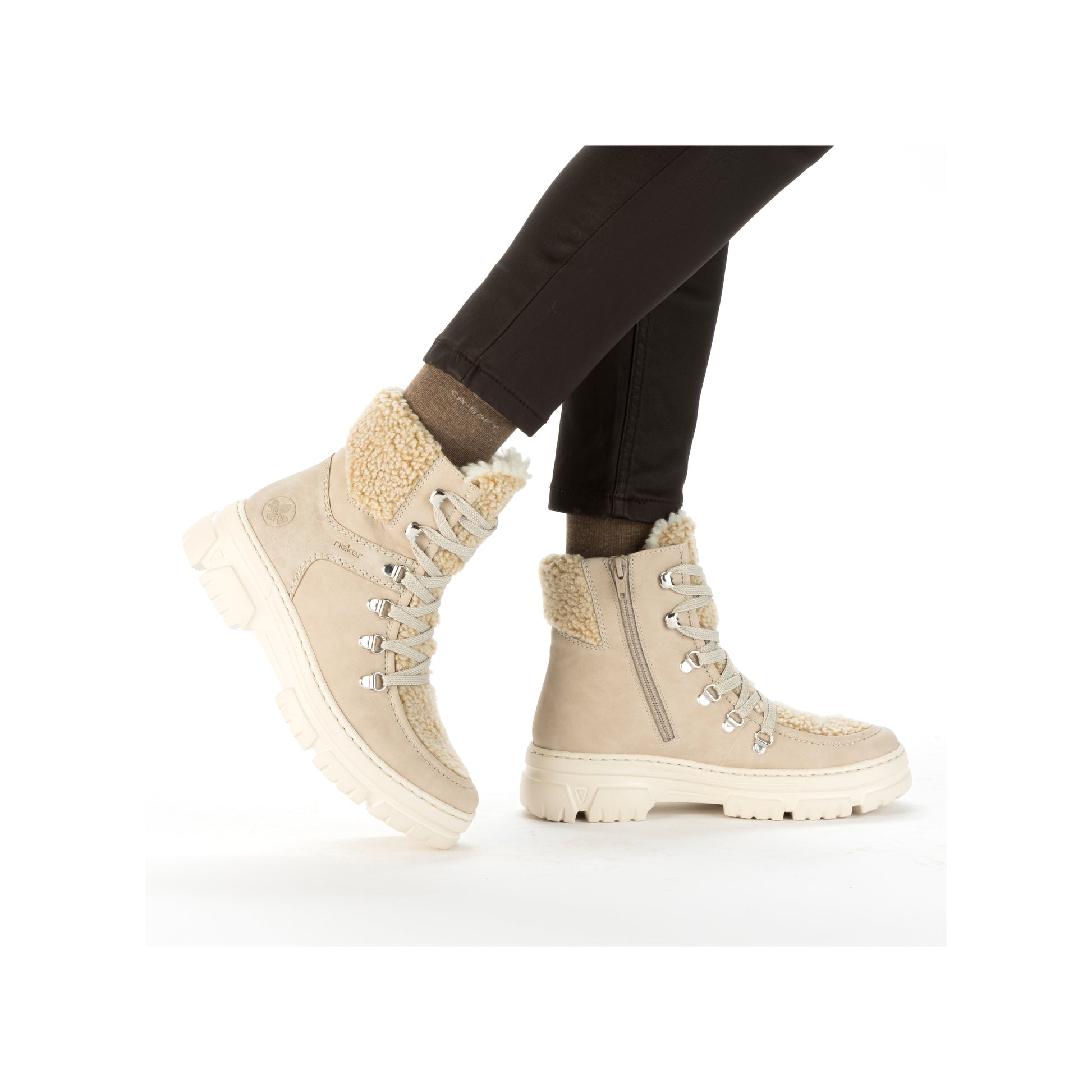 Beige Zip Boots for Women | Rieker Z7430-62