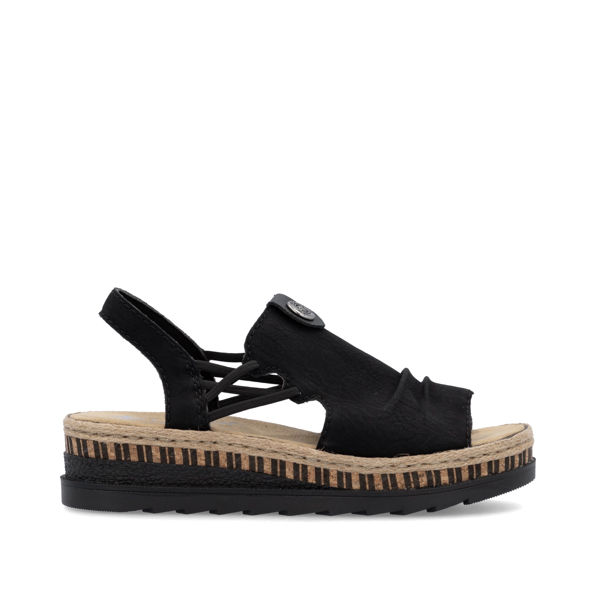 Black Elasticated Sandals for Women | Rieker V7972-00