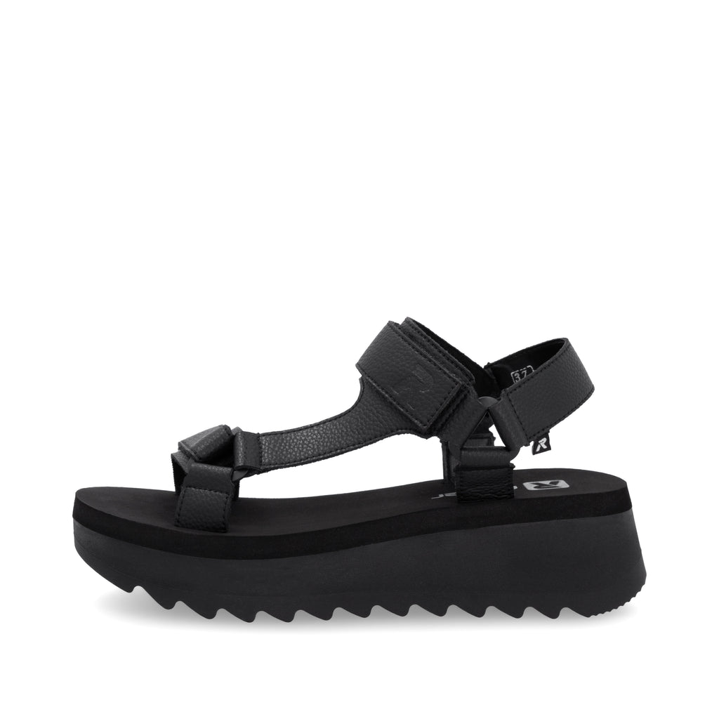 Black Hook & Loop Sandals for Women | Rieker W3051-00