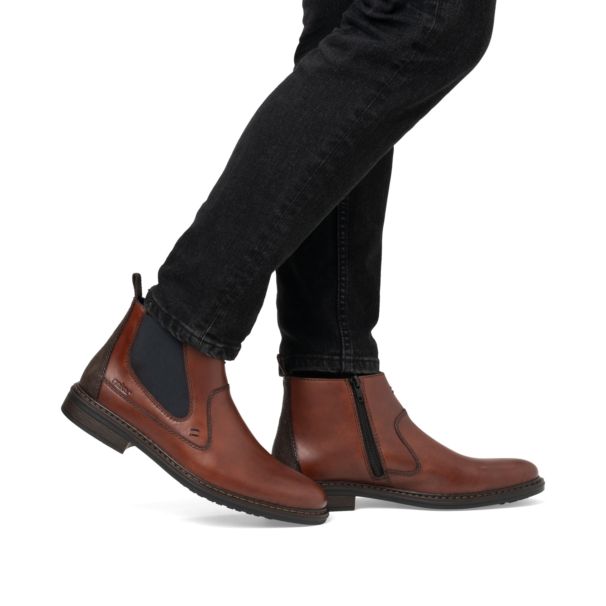 Brown Zip Boots for Men | Rieker 17654-22