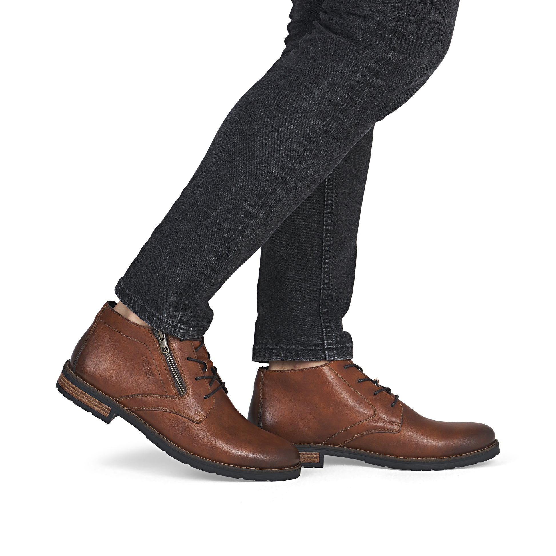 Brown Zip Boots for Men | Rieker 14609-24