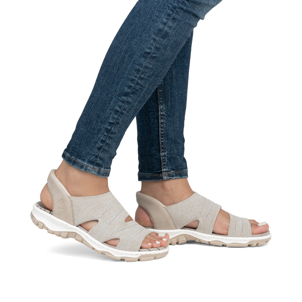 Beige Elasticated Sandals for Women | Rieker 68895-64