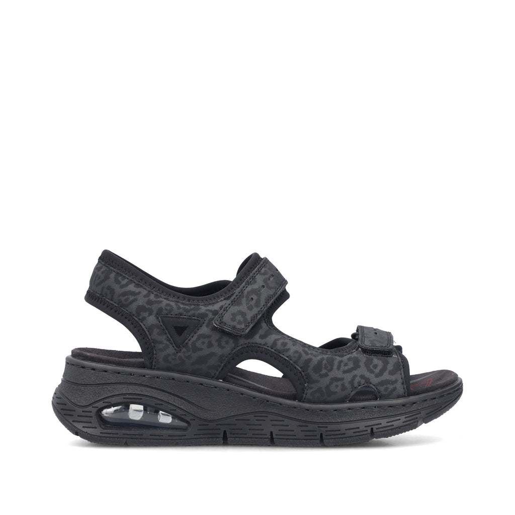 Black Hook & Loop Sandals for Women | Rieker 67666-00