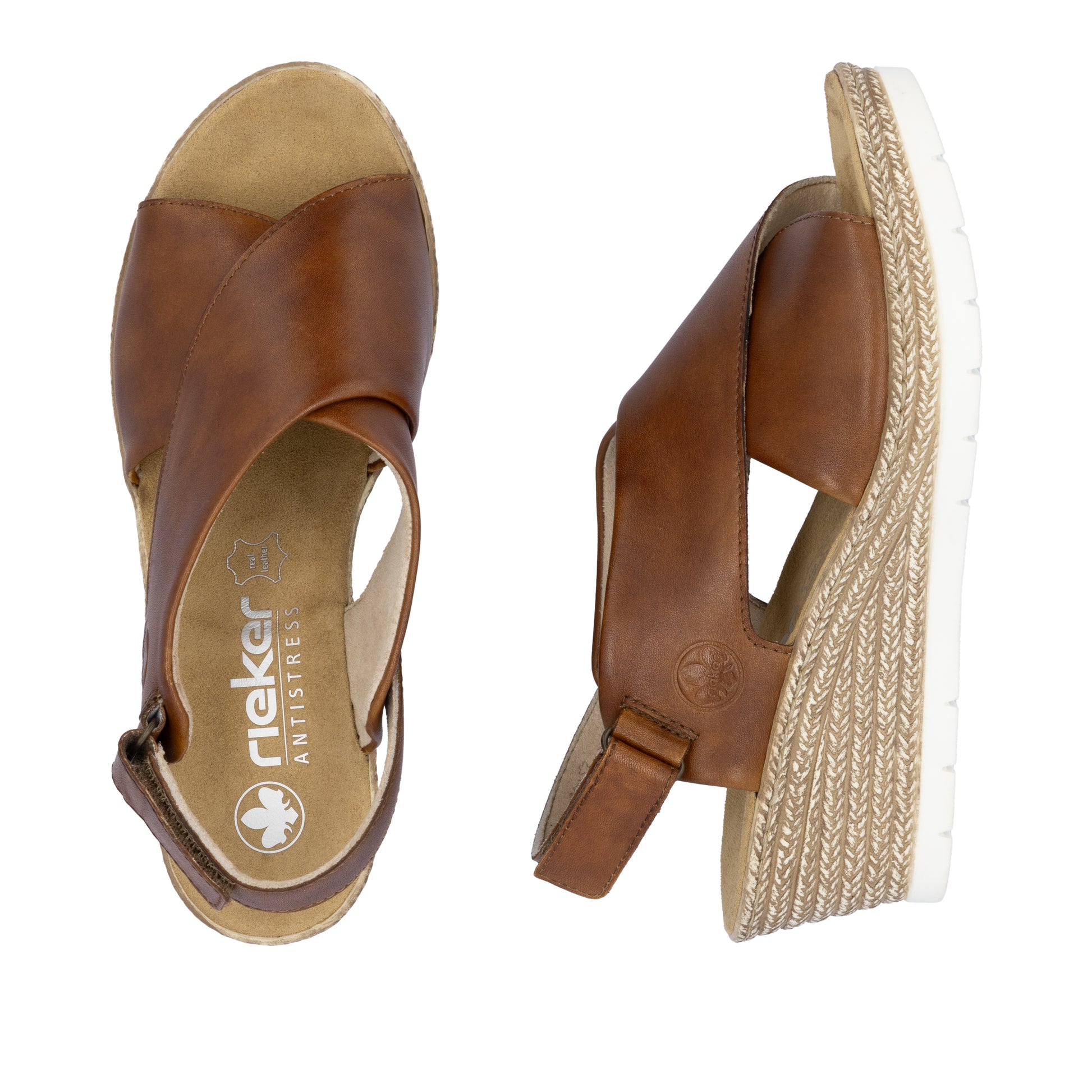 Brown Hook & Loop Sandals for Women | Rieker 61975-24